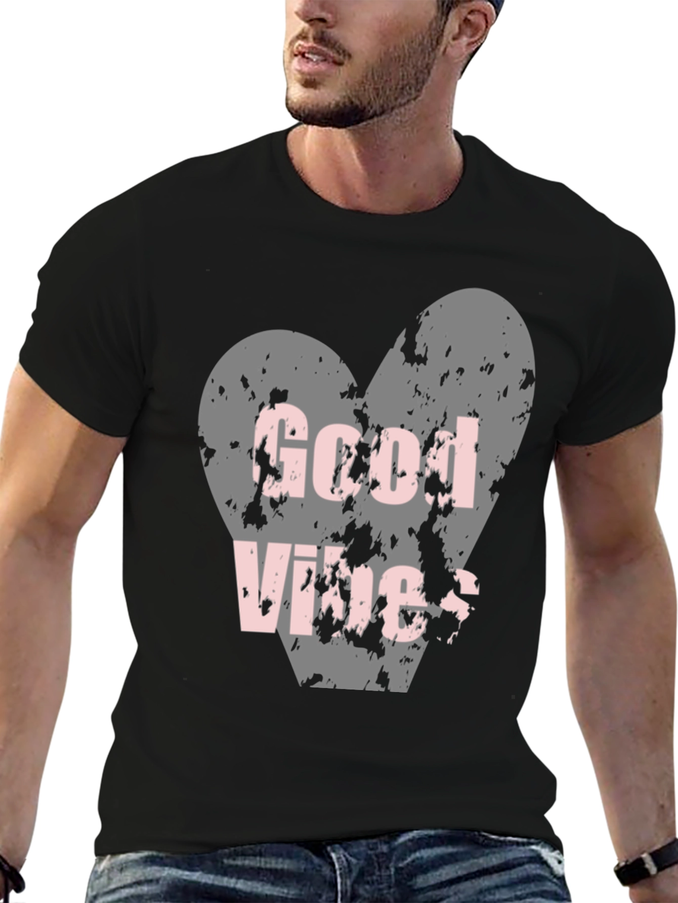 Good Vibes Heart T-Shirt - Distressed Design