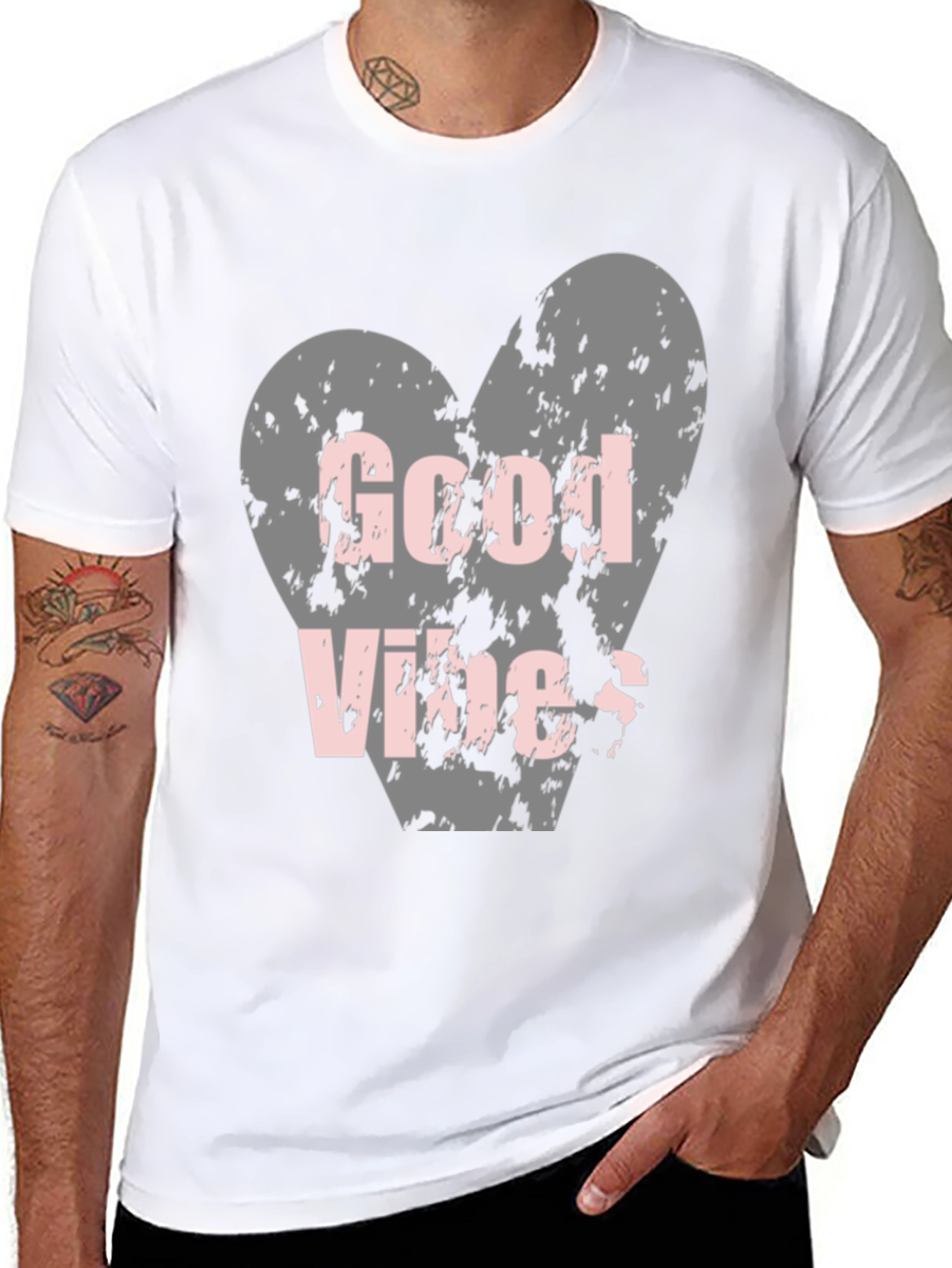 Good Vibes Heart T-Shirt - Distressed Design