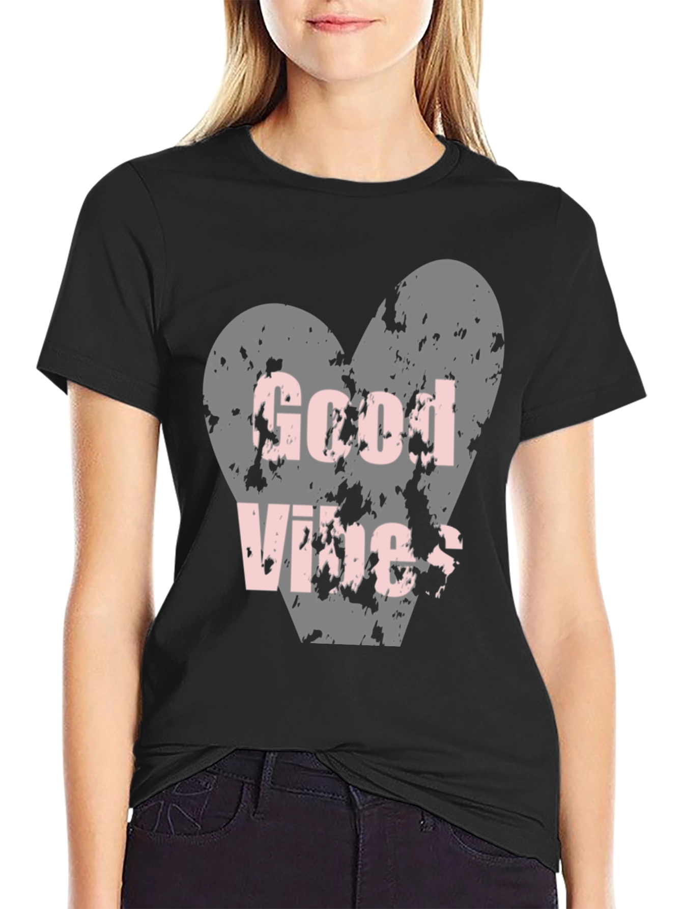 Good Vibes Heart T-Shirt - Distressed Design