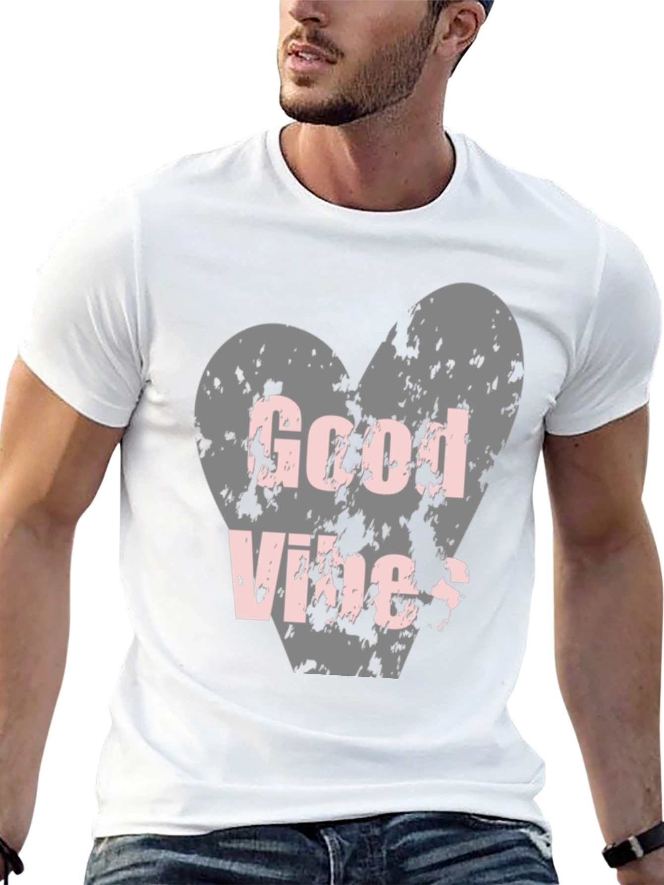 Good Vibes Heart T-Shirt - Distressed Design