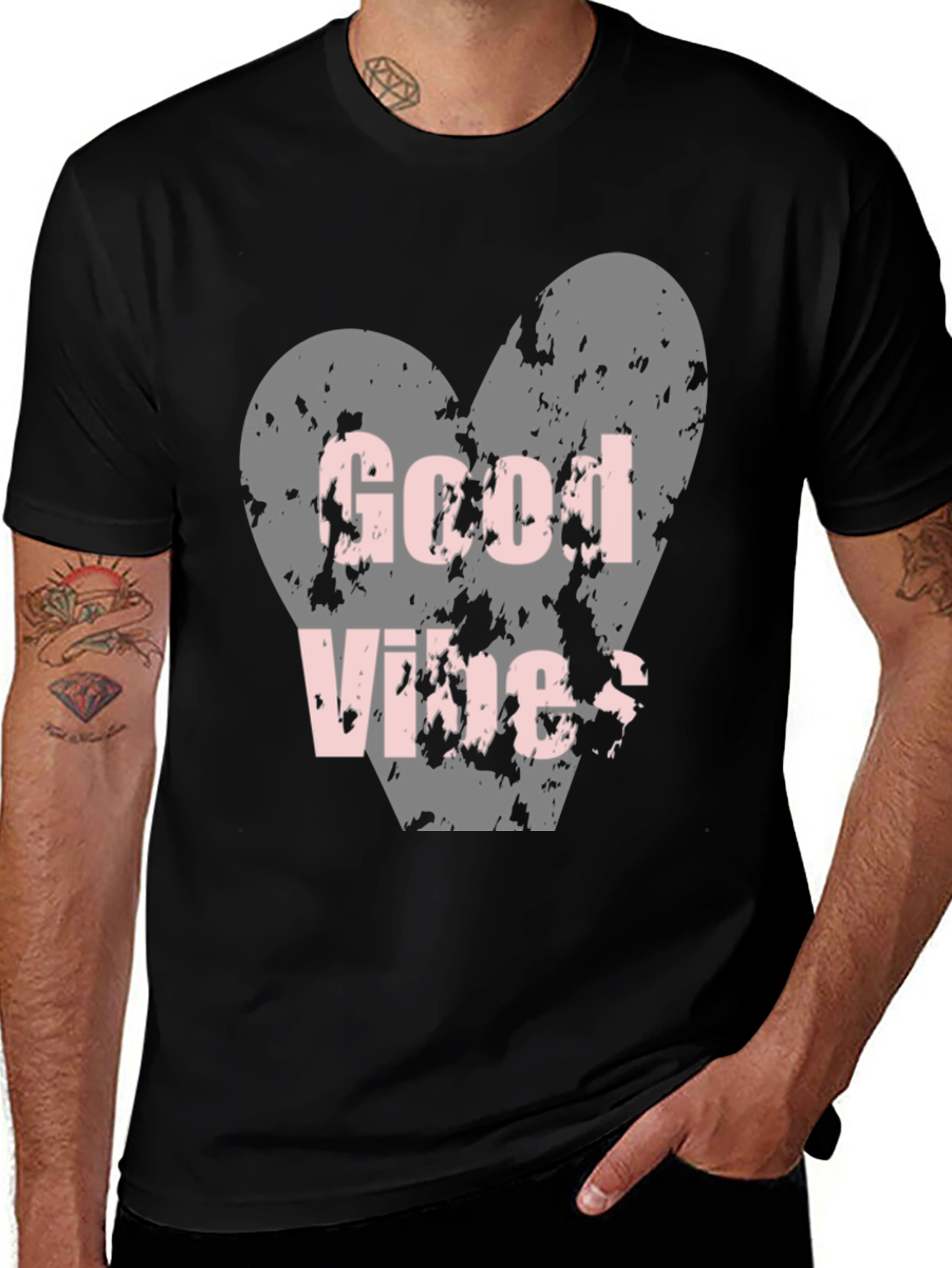 Good Vibes Heart T-Shirt - Distressed Design