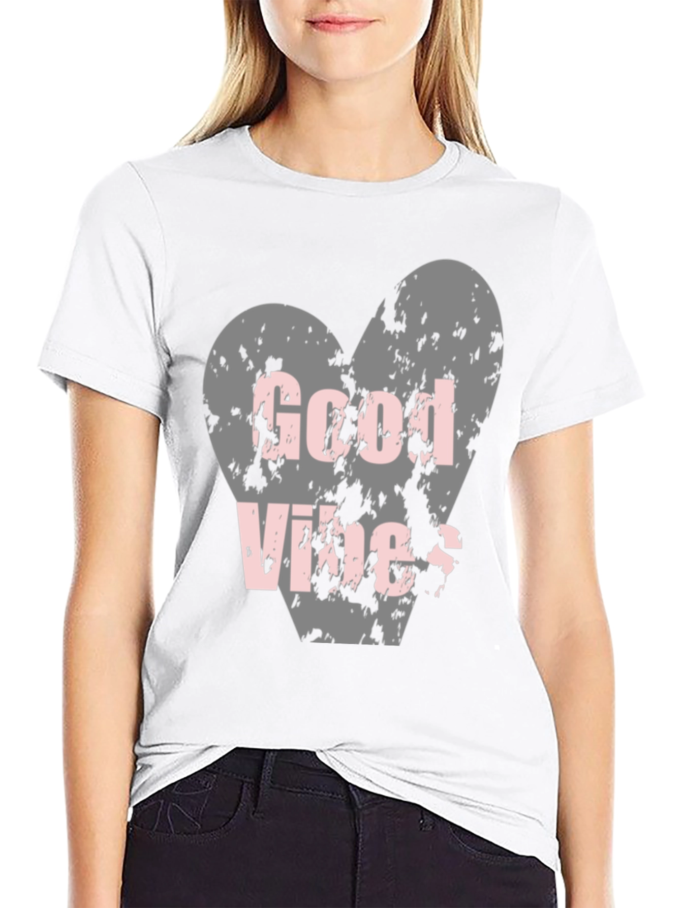 Good Vibes Heart T-Shirt - Distressed Design