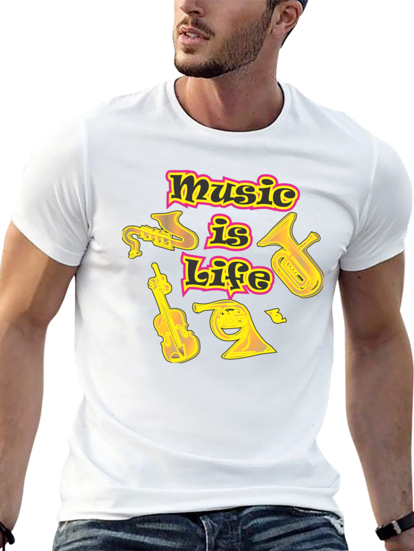 Music Is Life Black Graphic T-Shirt
