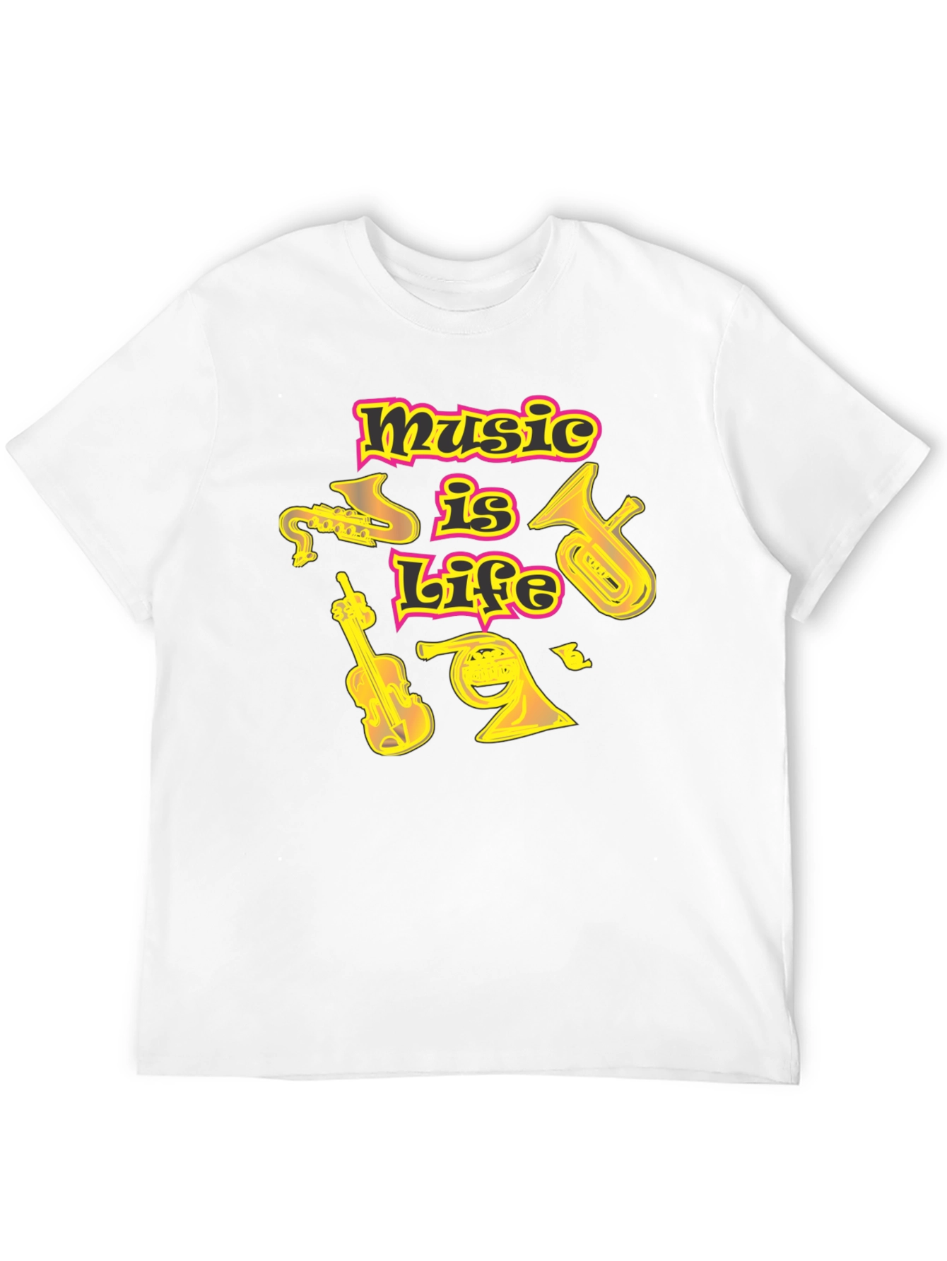 Music Is Life Black Graphic T-Shirt