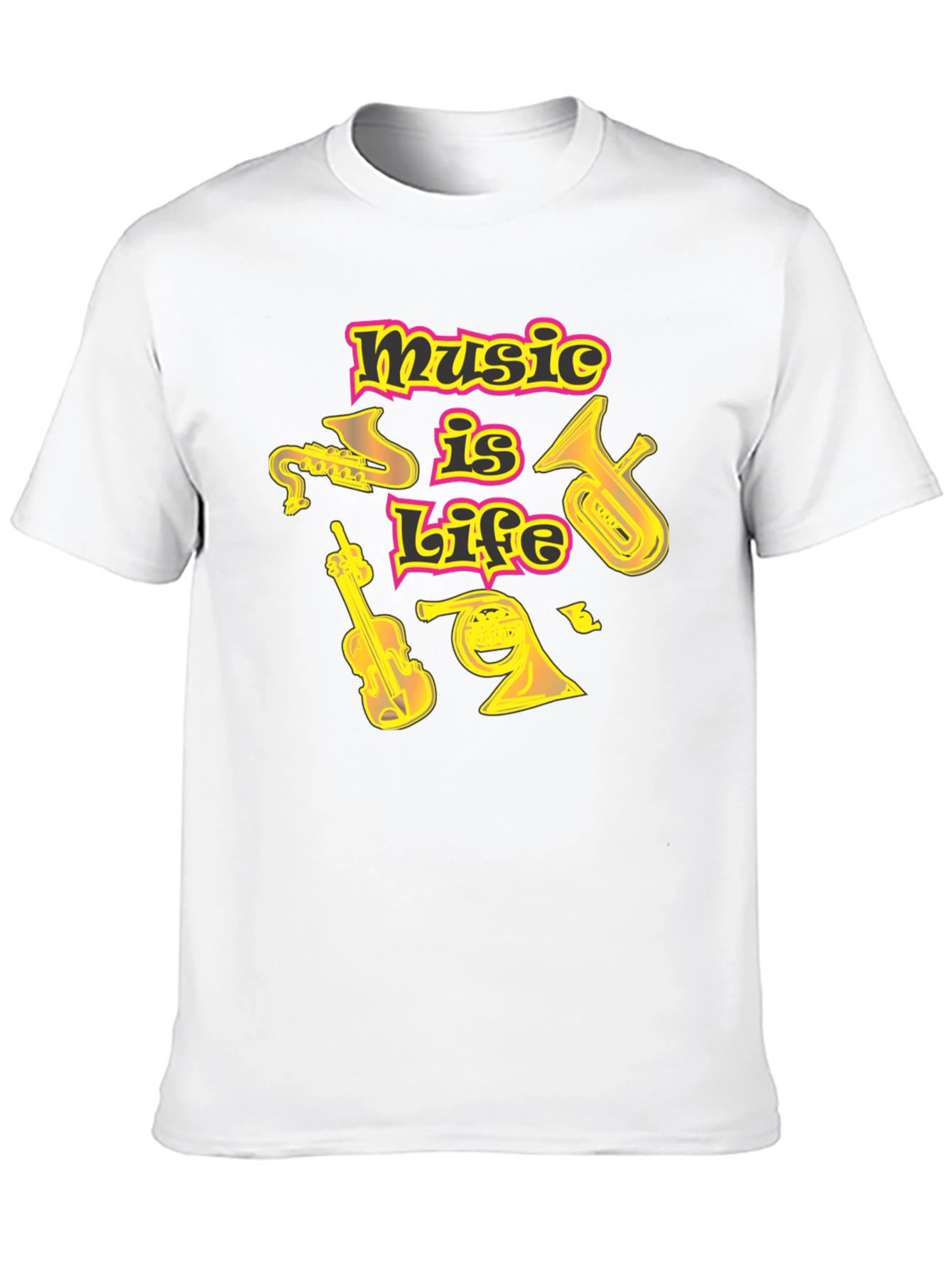 Music Is Life Black Graphic T-Shirt