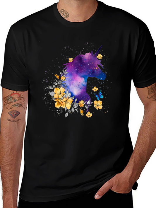 Unicorn Galaxy Floral Graphic Tee