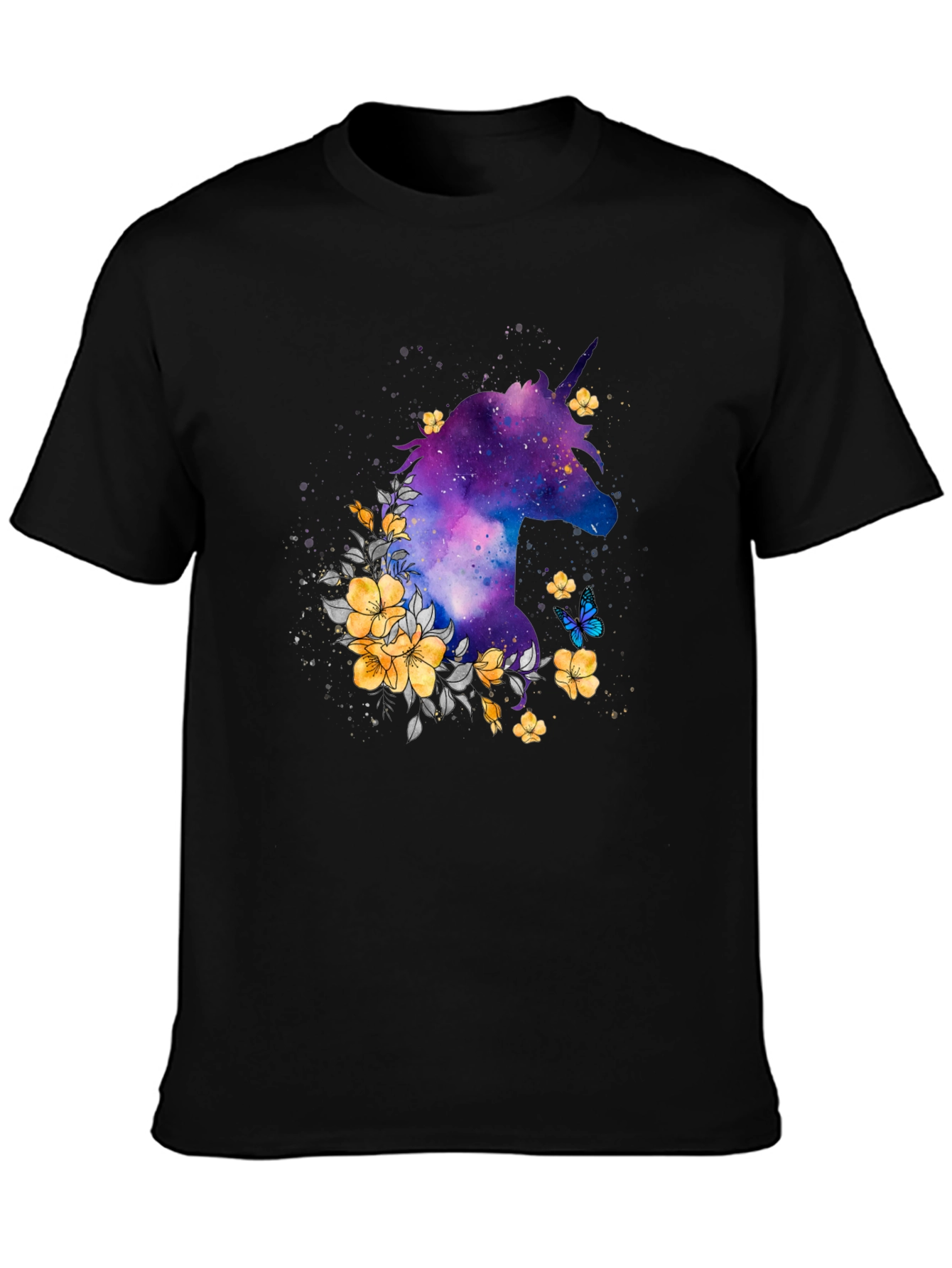 Unicorn Galaxy Floral Graphic Tee