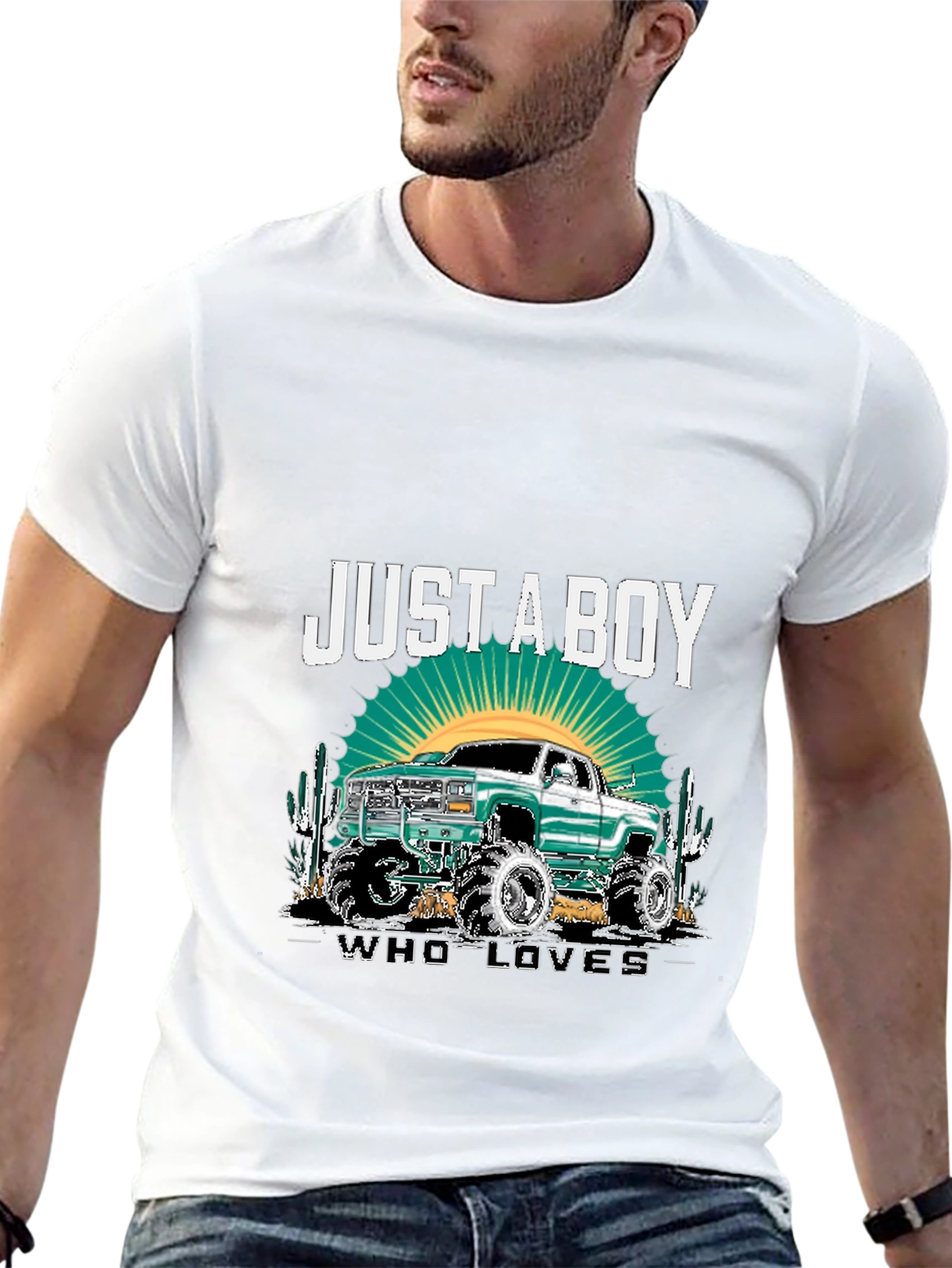 Just a Boy Who Loves Trucks - Black T-Shirt
