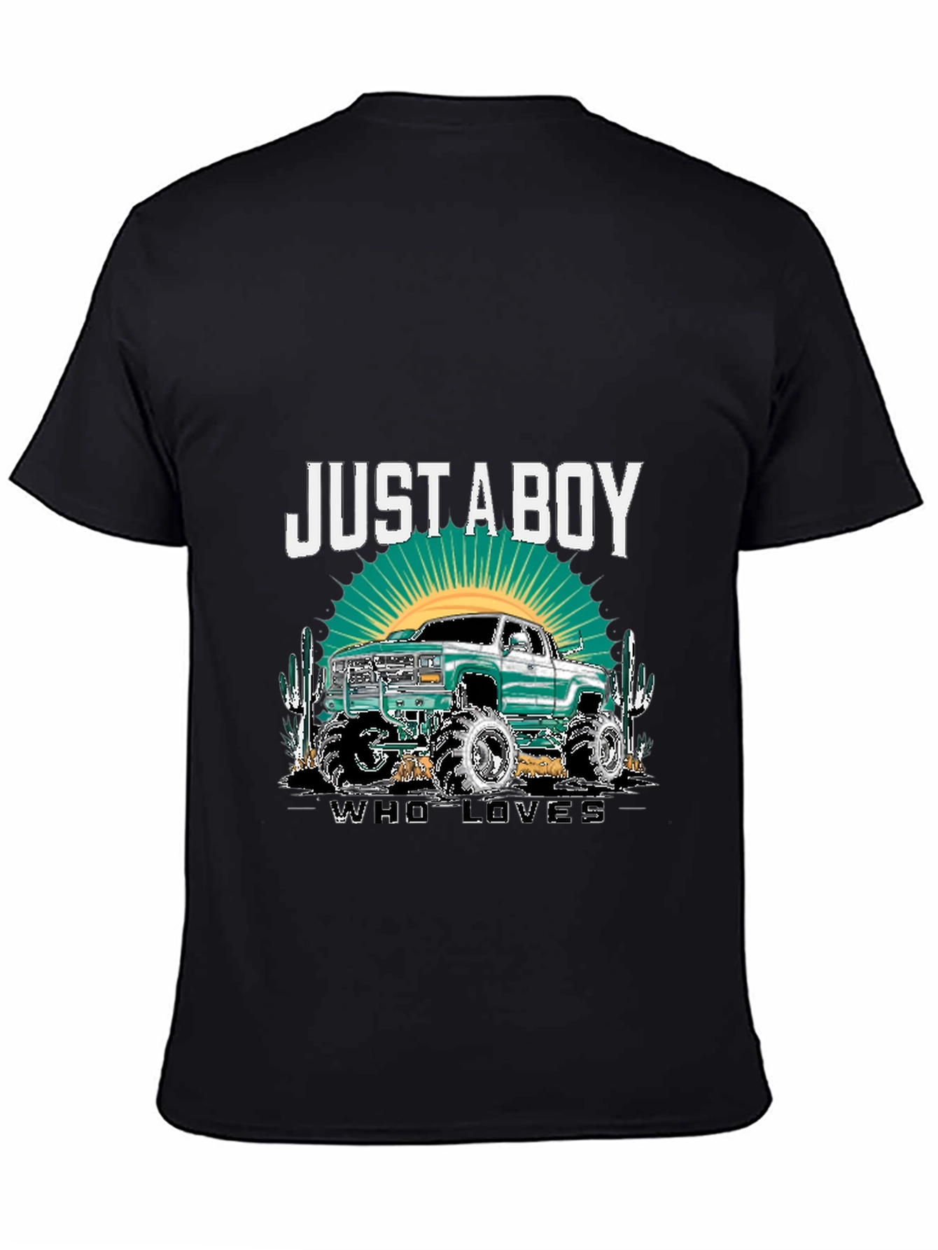 Just a Boy Who Loves Trucks - Black T-Shirt