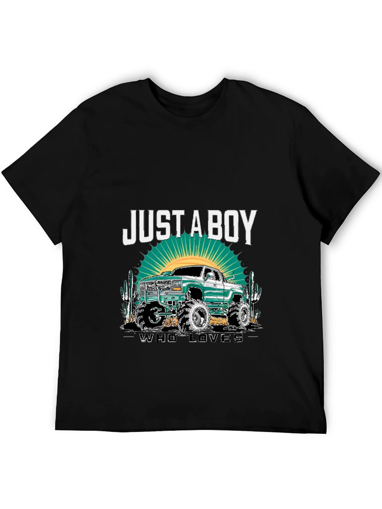 Just a Boy Who Loves Trucks - Black T-Shirt