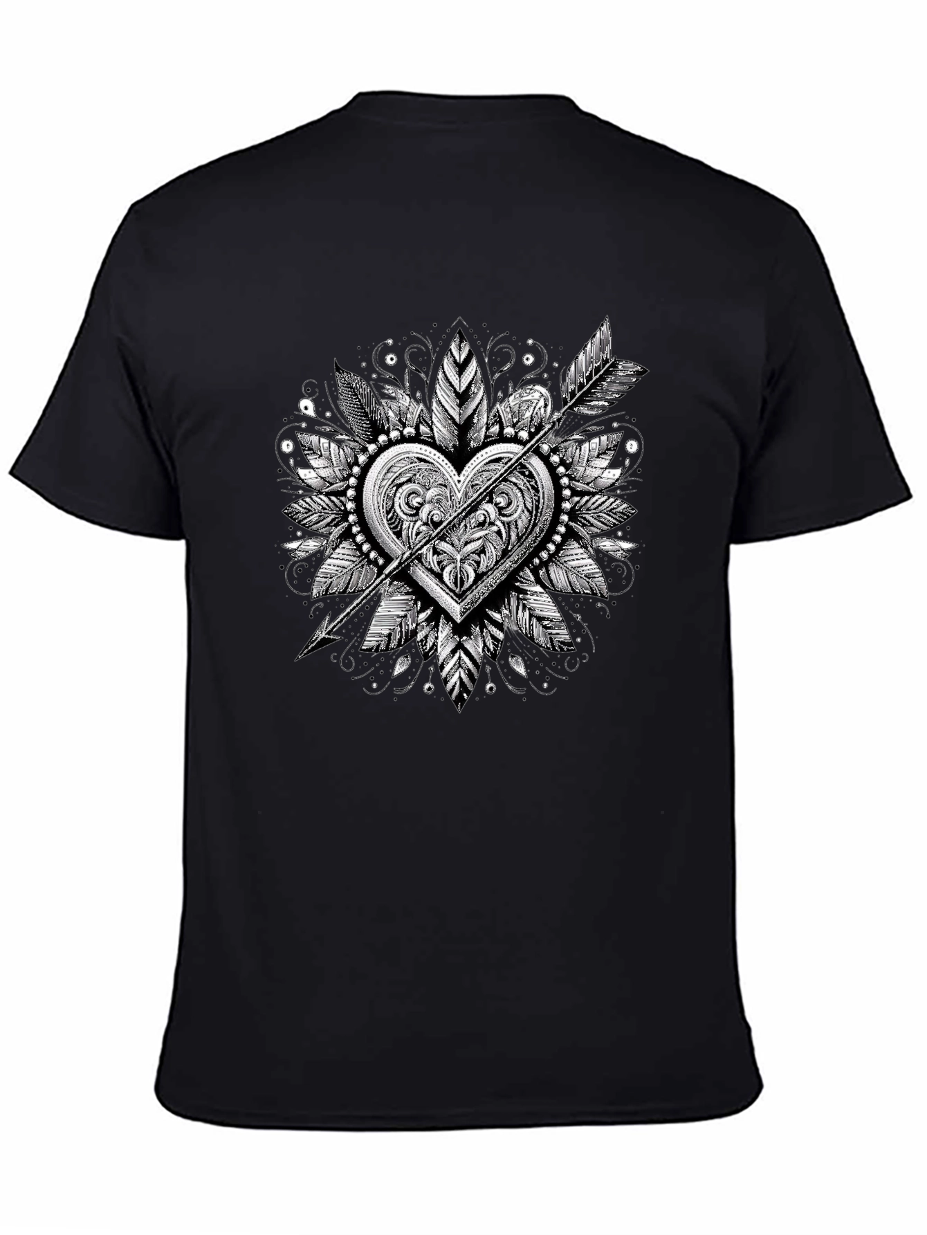 Arrow Heart Graphic Tee - Stylish Black T-Shirt