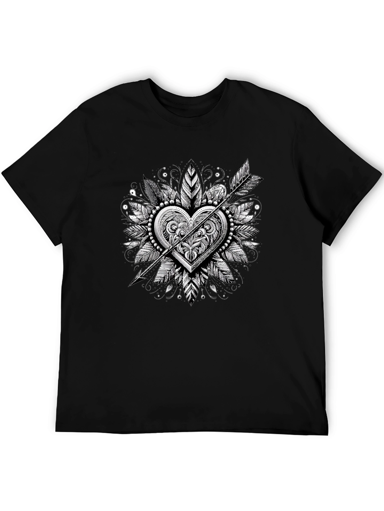 Arrow Heart Graphic Tee - Stylish Black T-Shirt