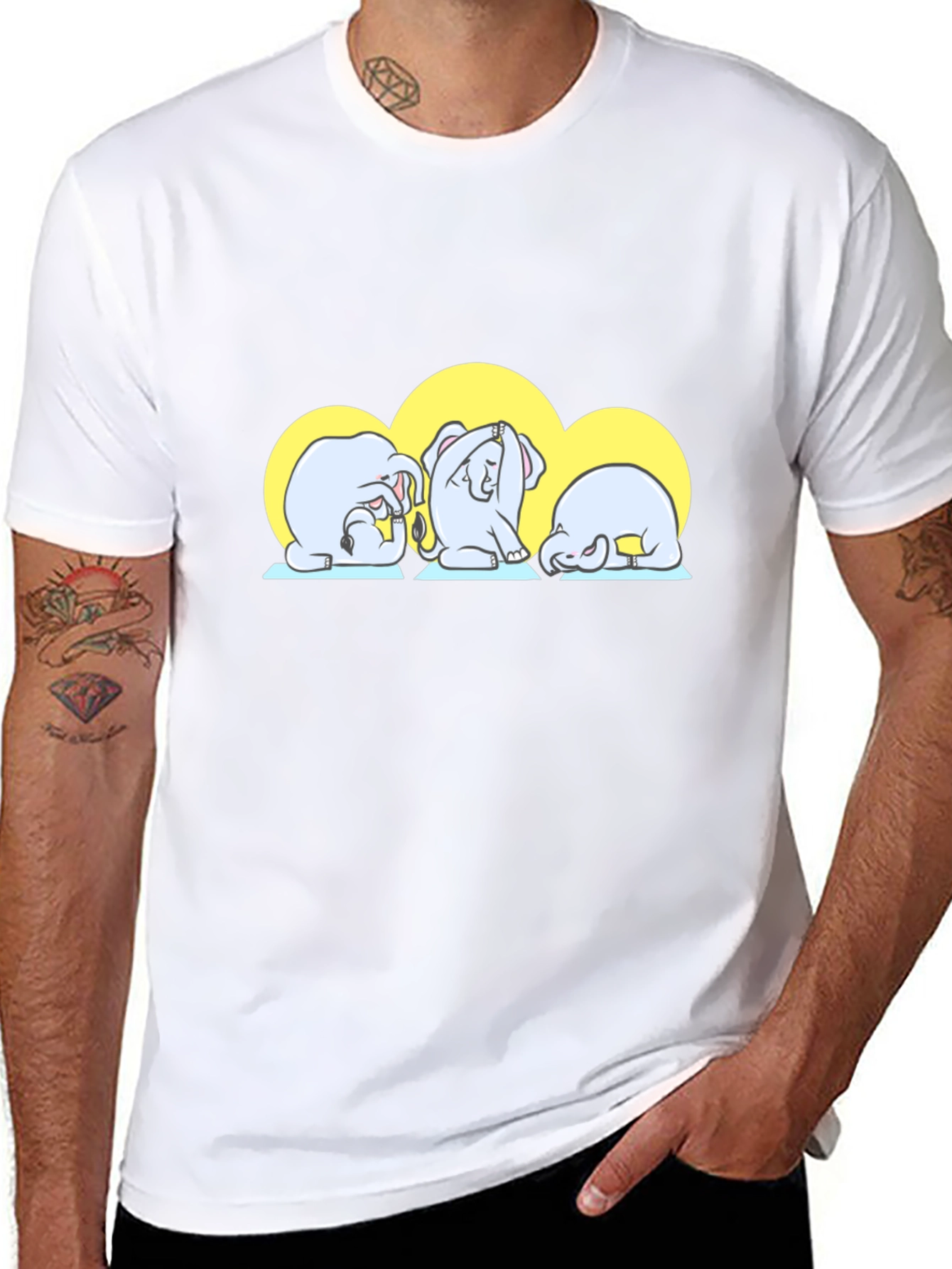 Yoga Elephants Graphic Tee - Cute Black T-Shirt