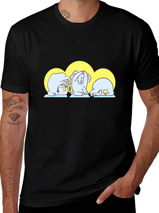 Yoga Elephants Graphic Tee - Cute Black T-Shirt