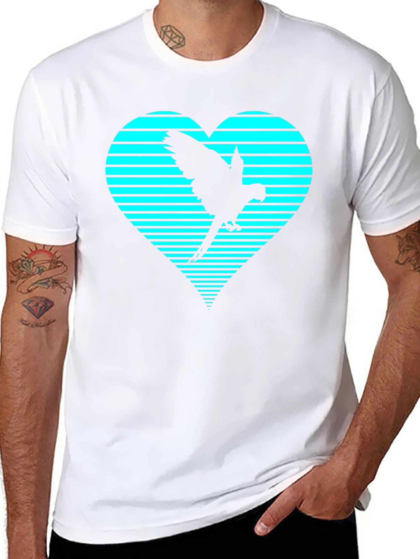 Parrot Heart Graphic Tee - Trendy Casual Shirt