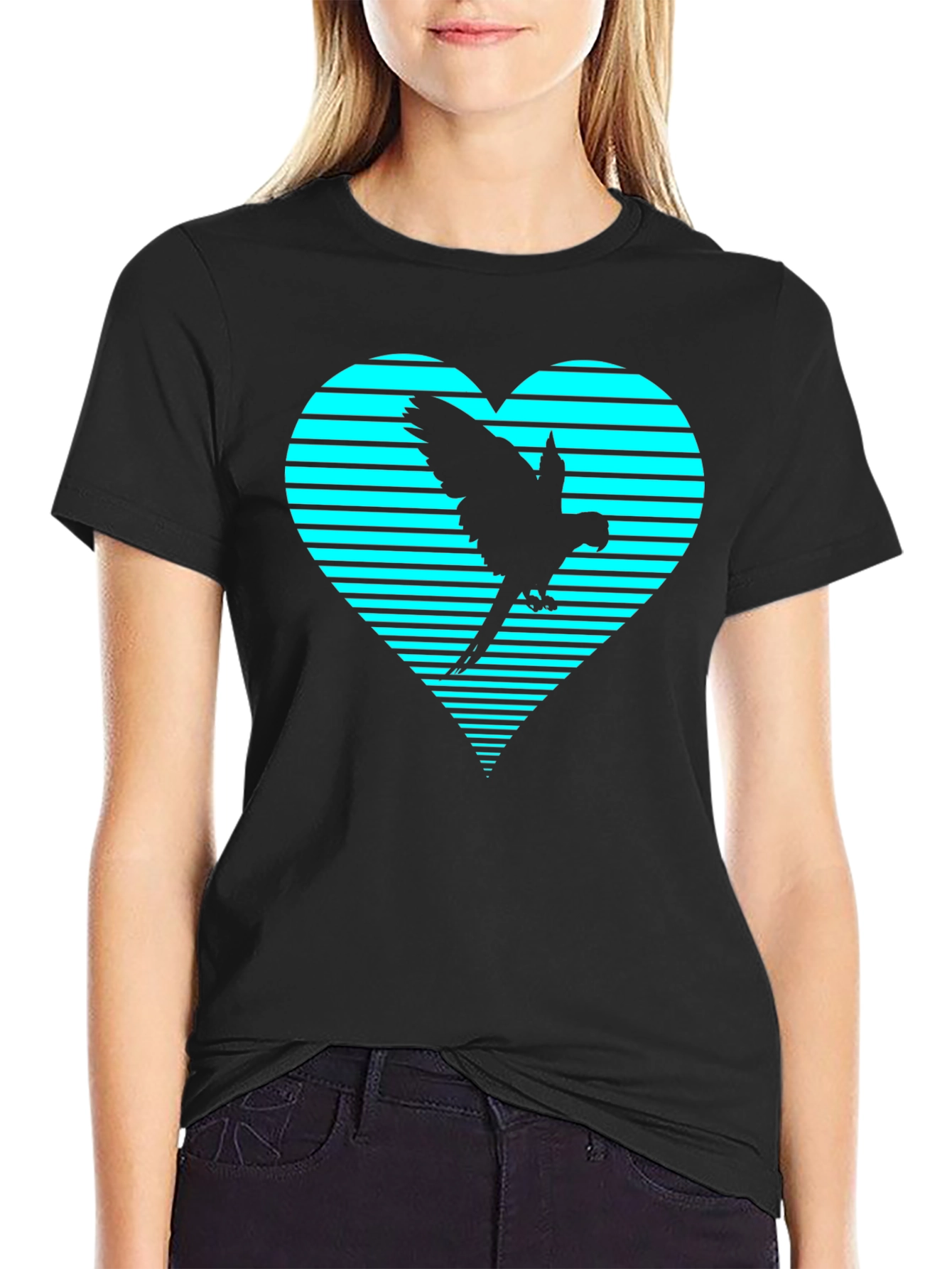 Parrot Heart Graphic Tee - Trendy Casual Shirt