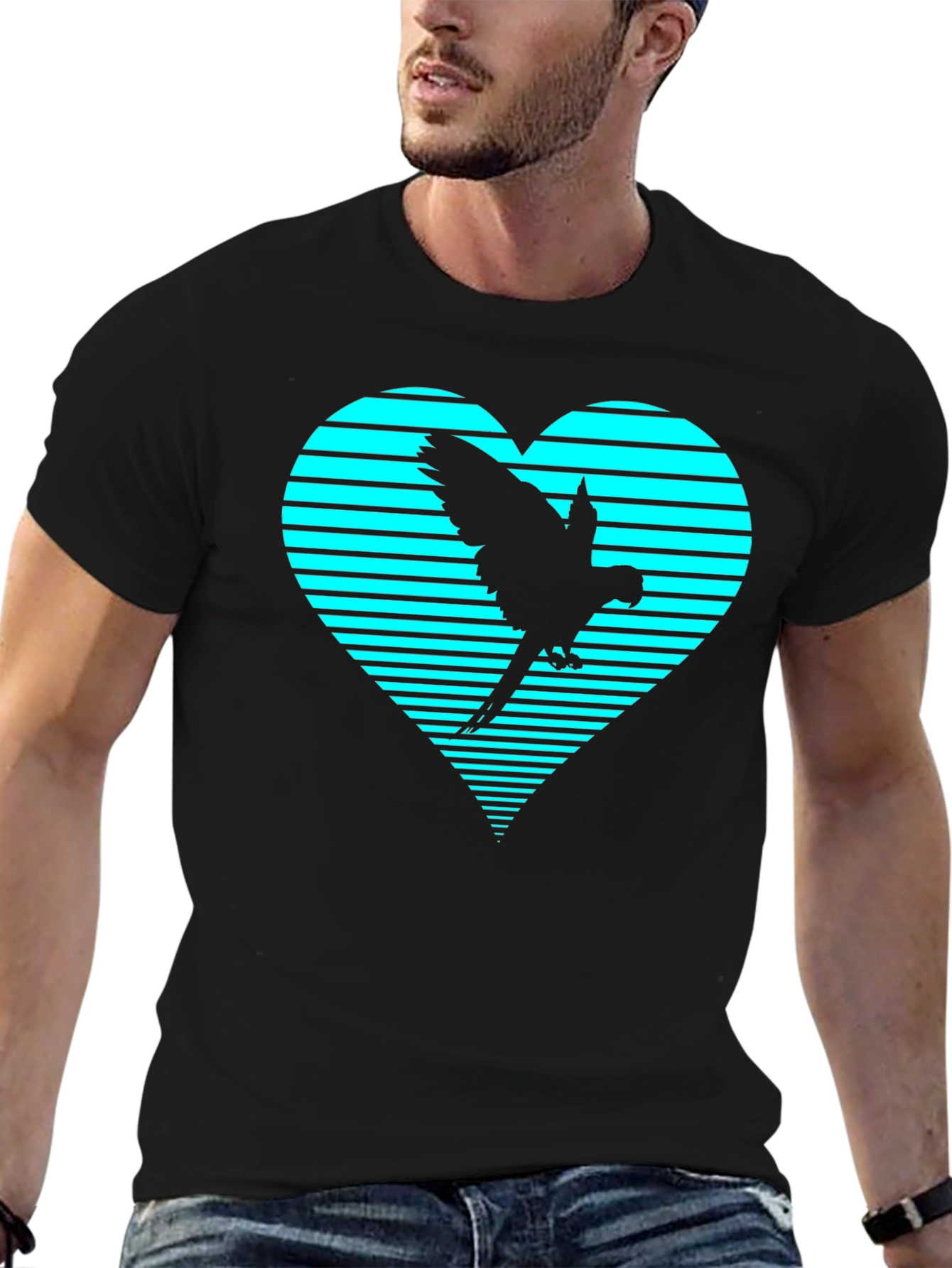 Parrot Heart Graphic Tee - Trendy Casual Shirt