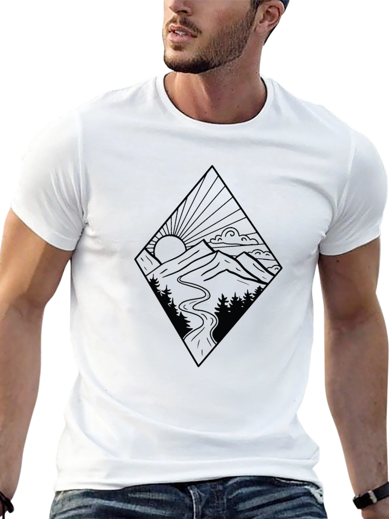 Mountainscape Graphic Black Tee