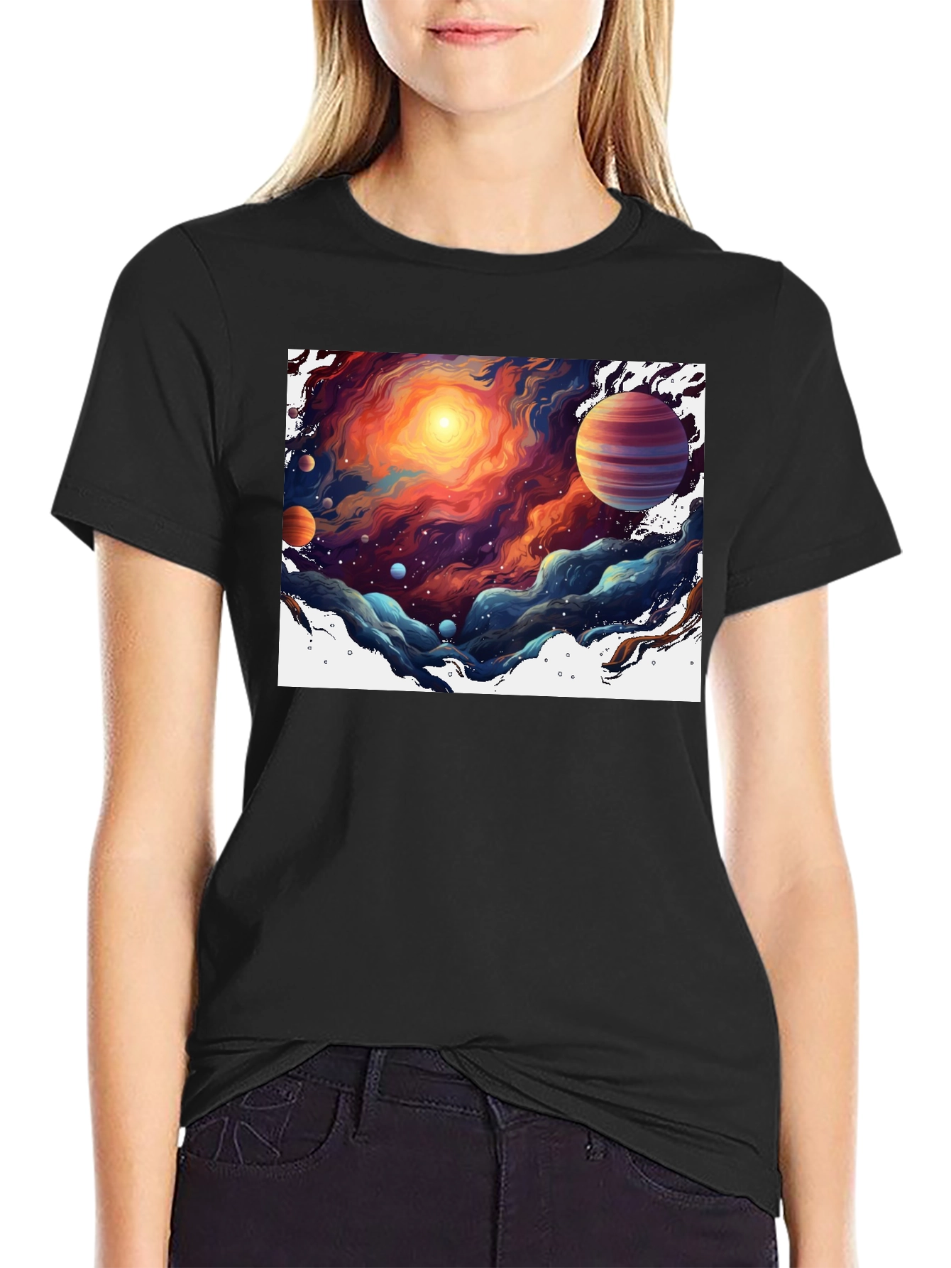 Space Nebula T-Shirt - Black Graphic Tee