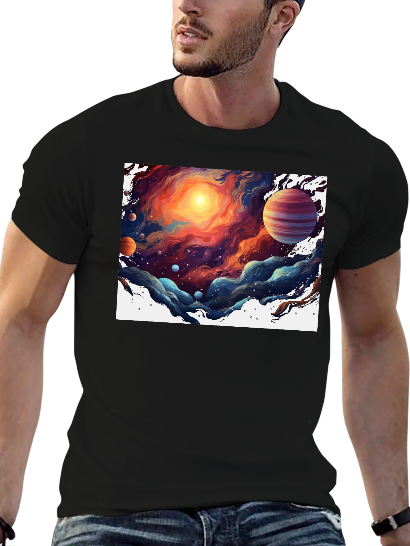 Space Nebula T-Shirt - Black Graphic Tee