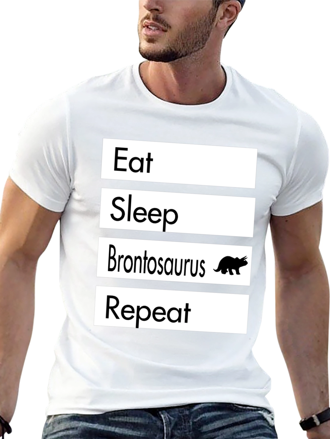 Eat Sleep Brontosaurus Repeat T-Shirt Funny Dino Tee