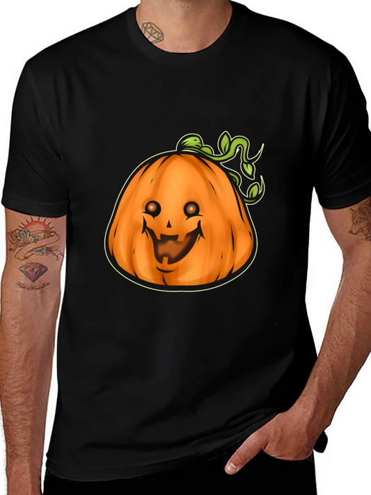 Mens Black Halloween Pumpkin Graphic Tee