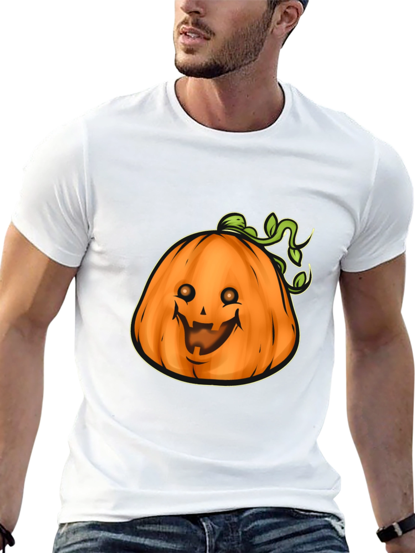 Mens Black Halloween Pumpkin Graphic Tee