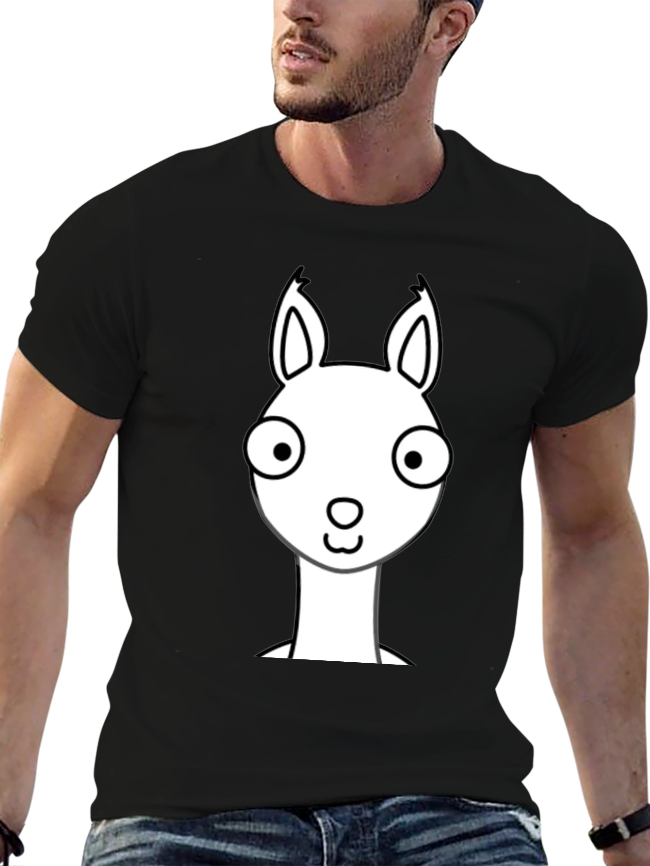 Llama Graphic Print Black T-Shirt