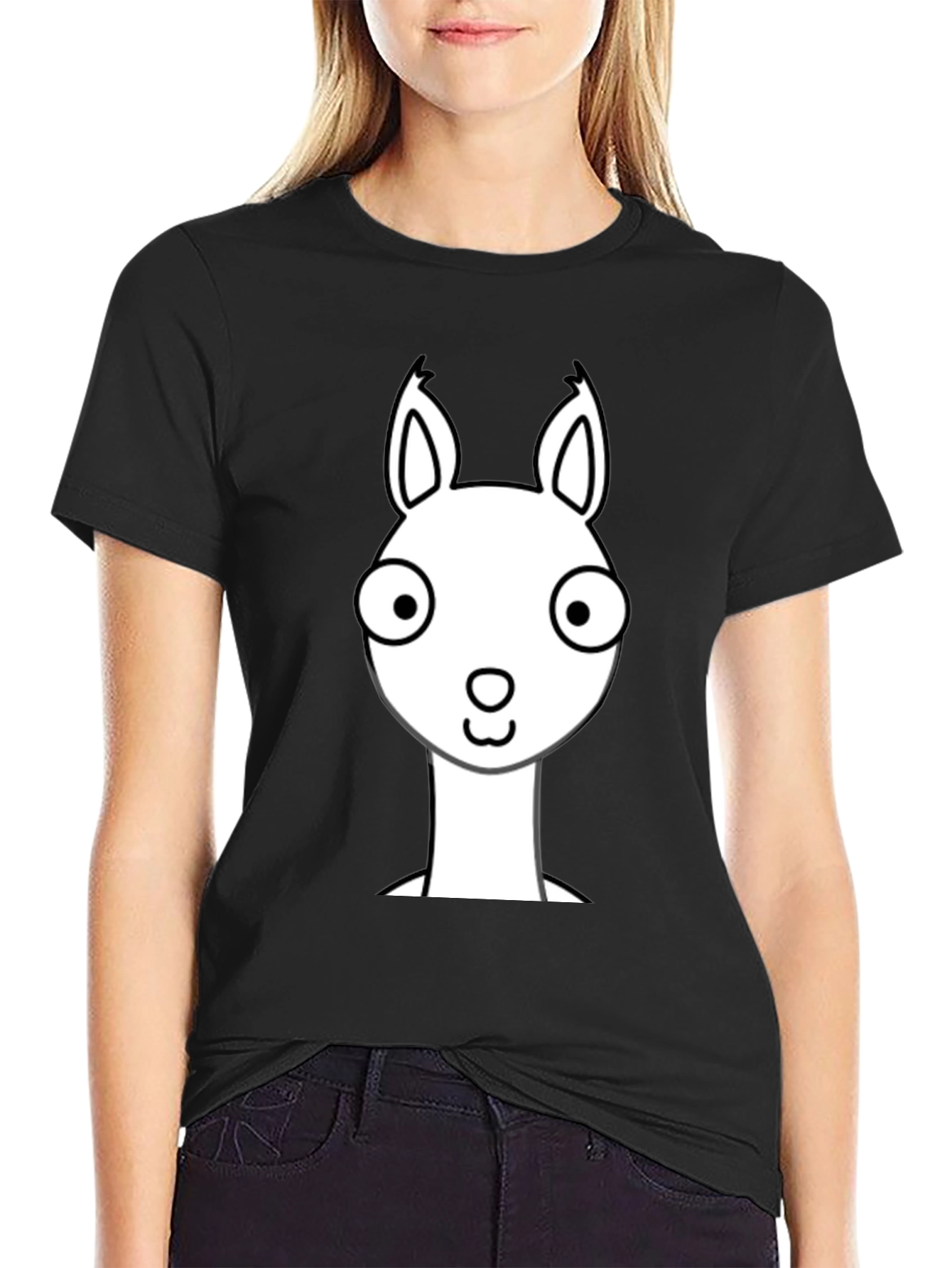 Llama Graphic Print Black T-Shirt