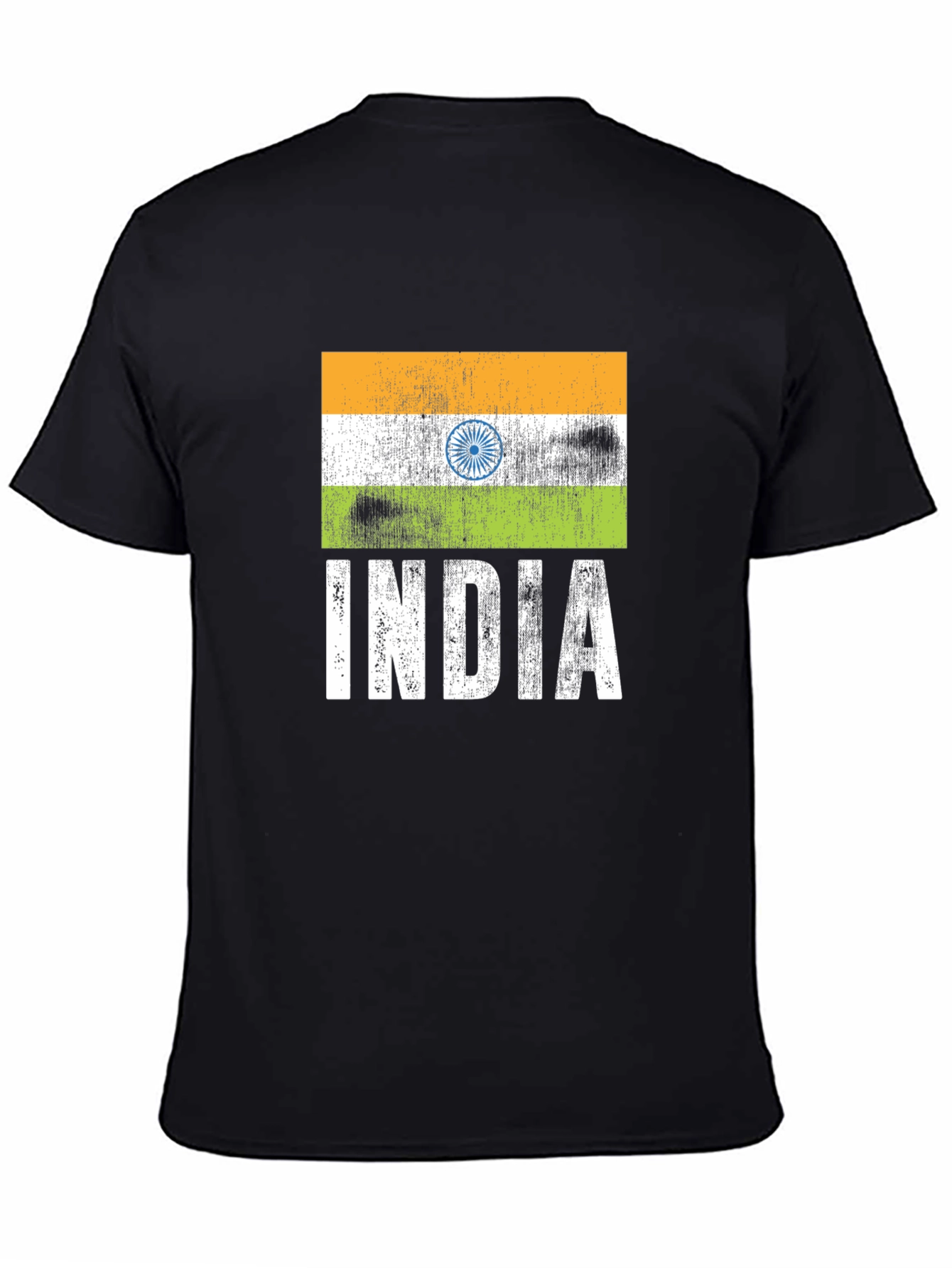 India Flag Graphic Tee - Black Cotton T-Shirt