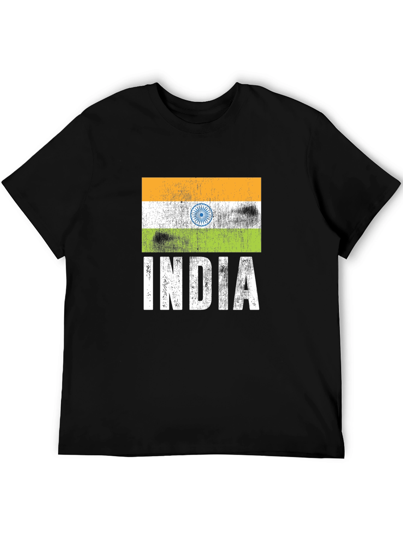 India Flag Graphic Tee - Black Cotton T-Shirt
