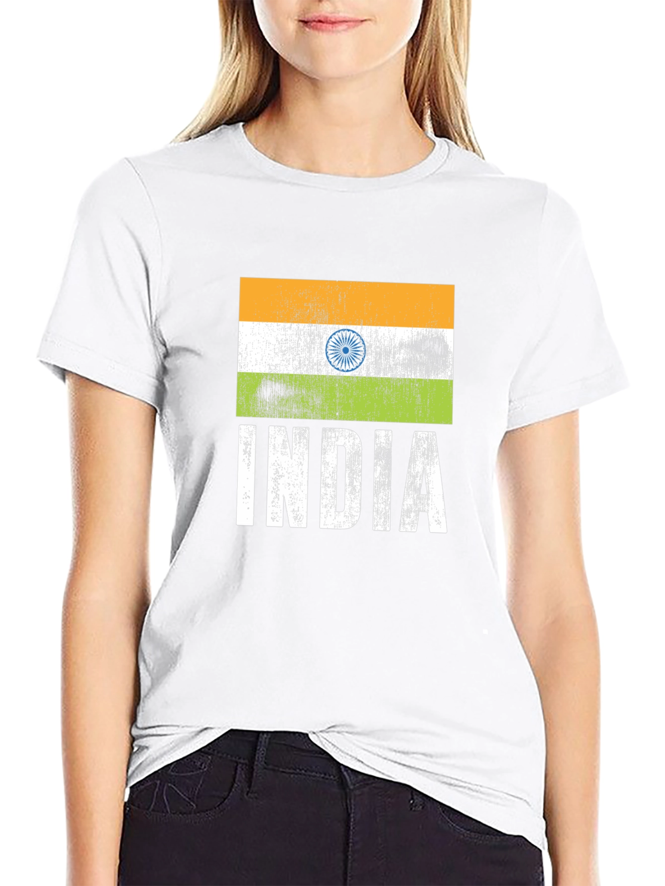 India Flag Graphic Tee - Black Cotton T-Shirt
