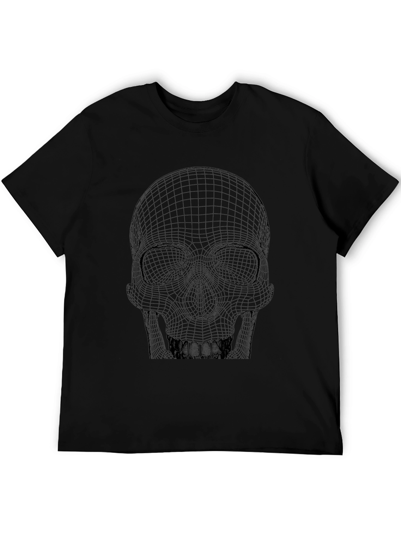 Mens Black Grid Skull Graphic T-Shirt