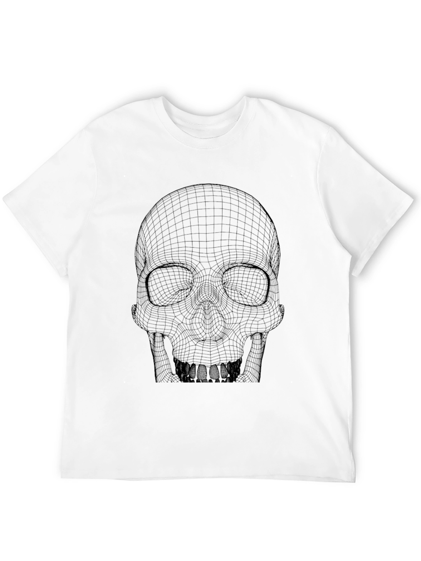 Mens Black Grid Skull Graphic T-Shirt