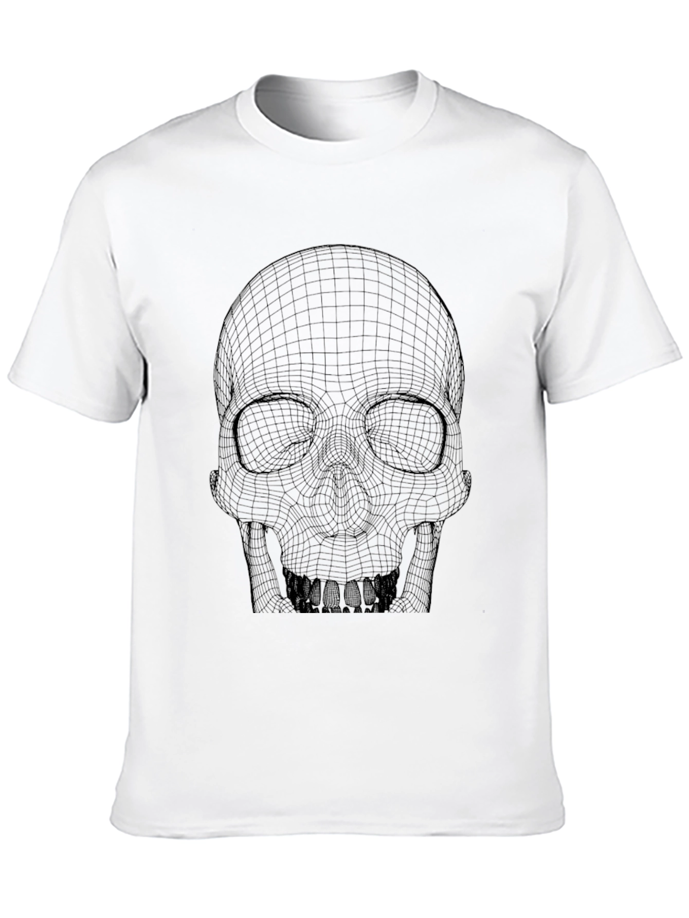Mens Black Grid Skull Graphic T-Shirt