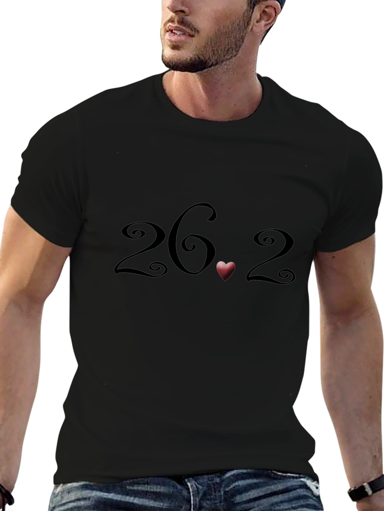 26.2 Marathon Heart T-Shirt - Black Short Sleeve