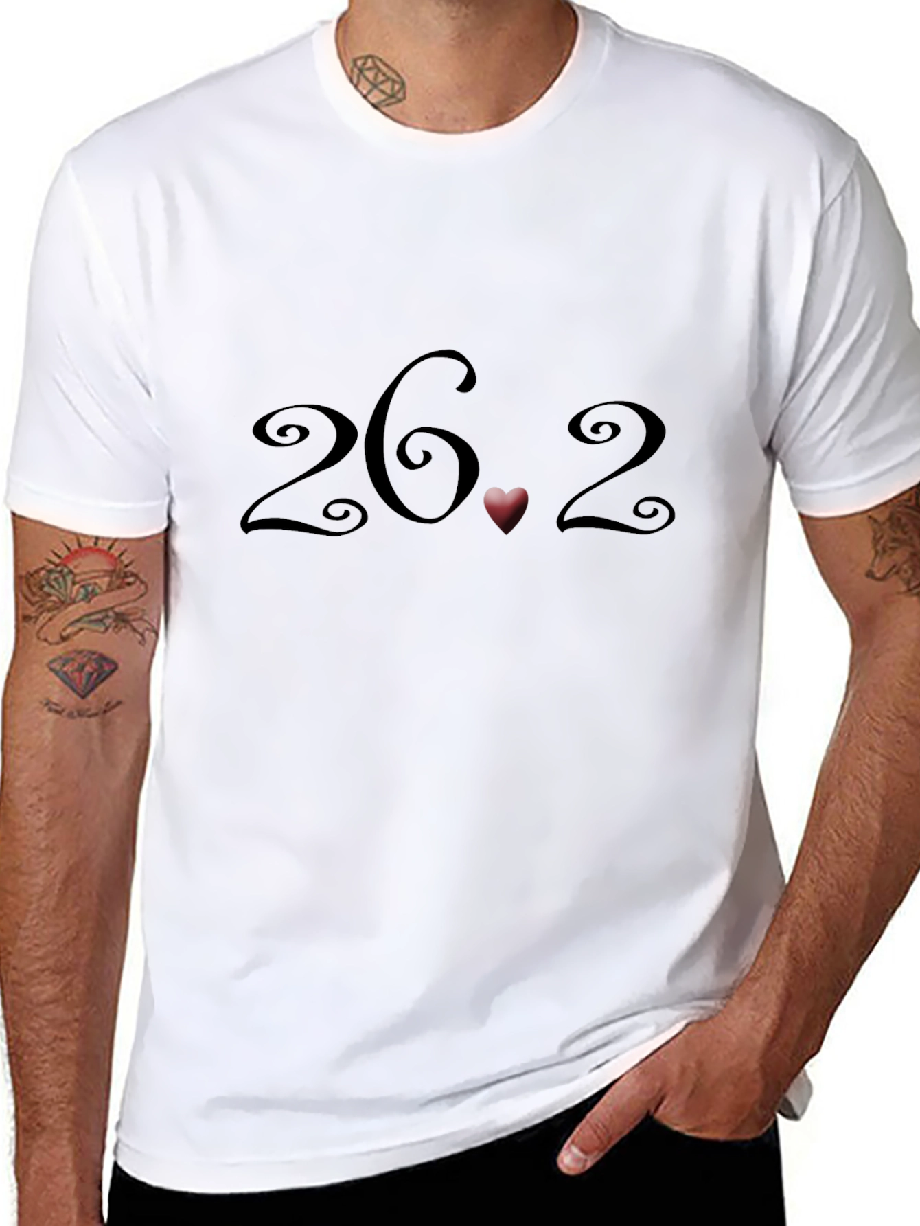 26.2 Marathon Heart T-Shirt - Black Short Sleeve