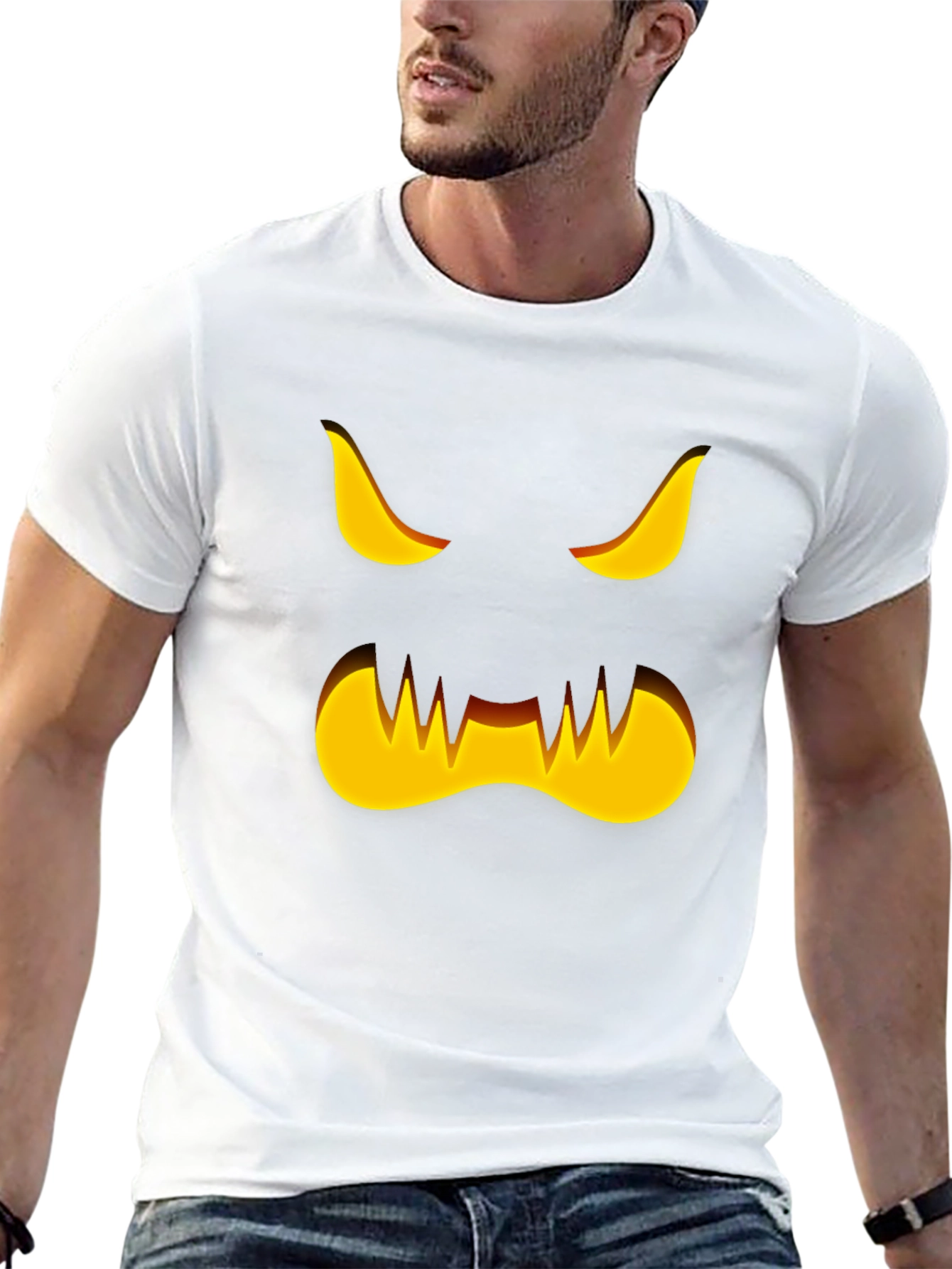 Spooky Halloween Pumpkin Face Graphic T-Shirt