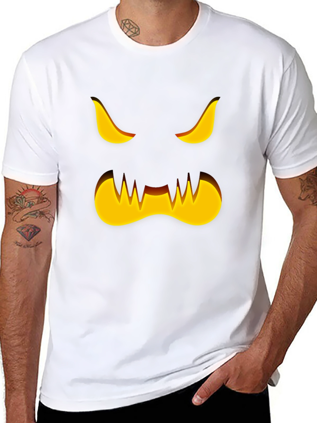 Spooky Halloween Pumpkin Face Graphic T-Shirt