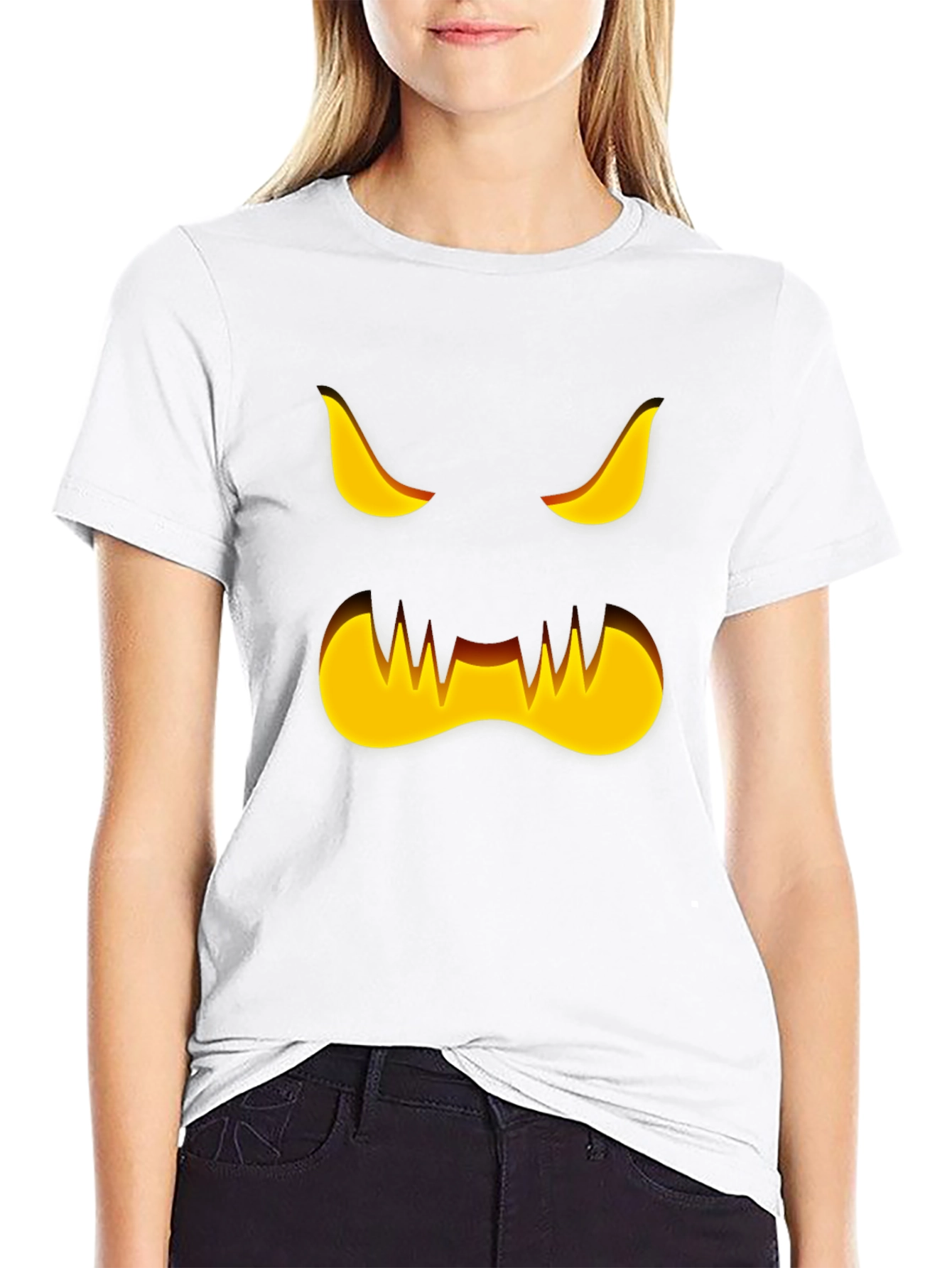 Spooky Halloween Pumpkin Face Graphic T-Shirt