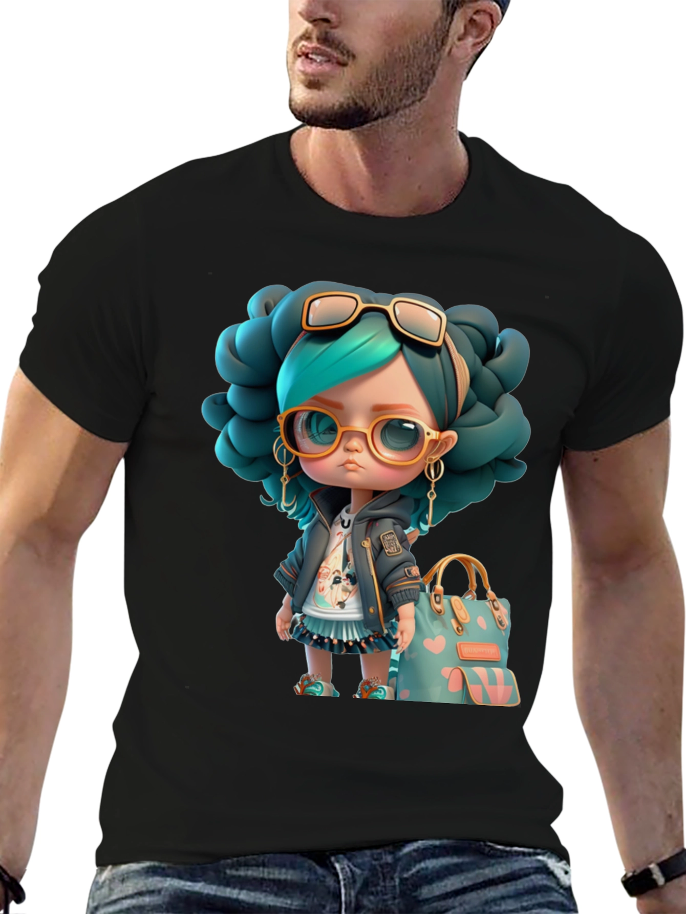 Cartoon Girl Graphic T-Shirt