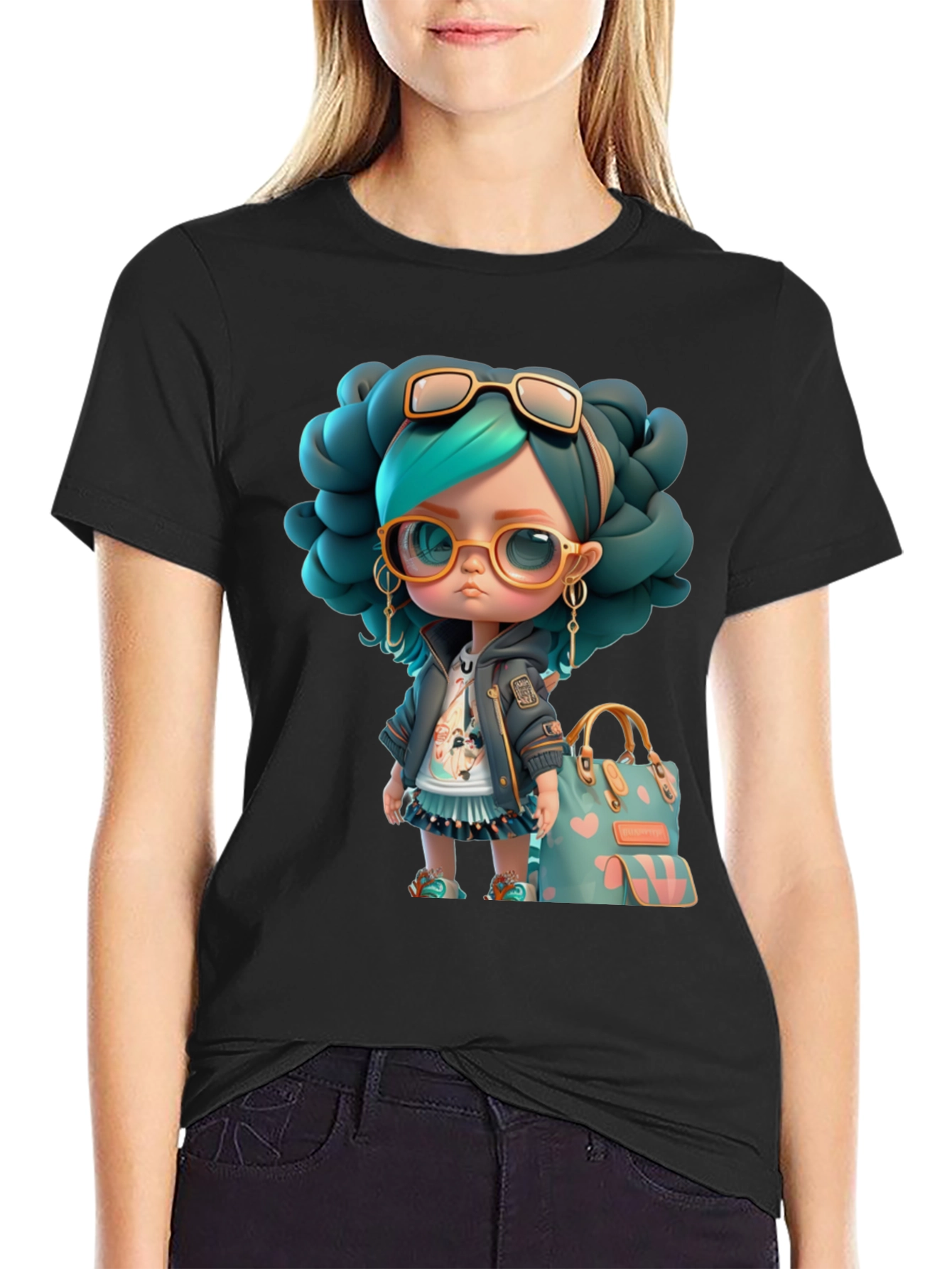Cartoon Girl Graphic T-Shirt