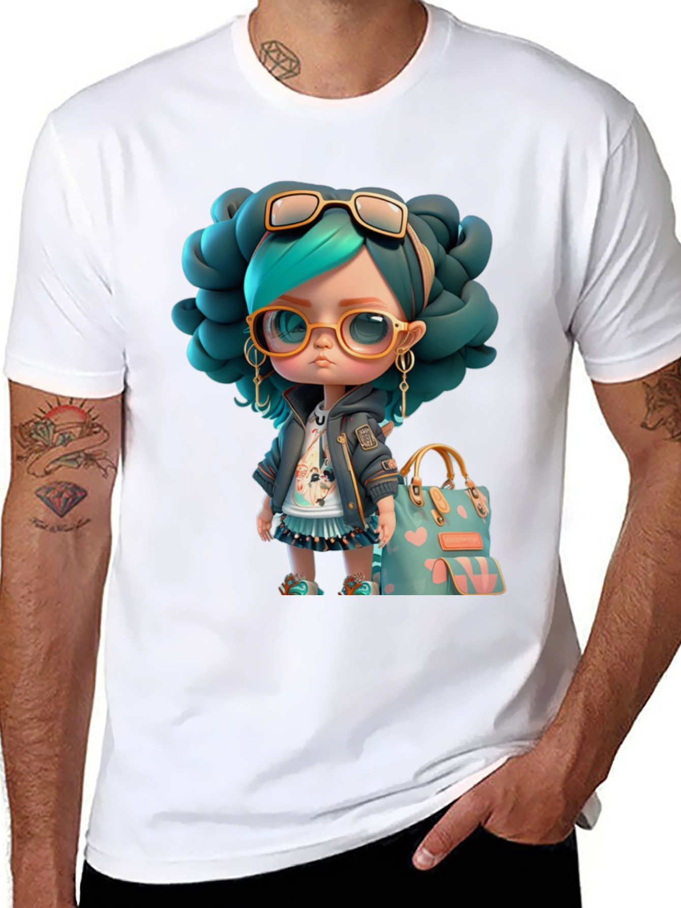 Cartoon Girl Graphic T-Shirt