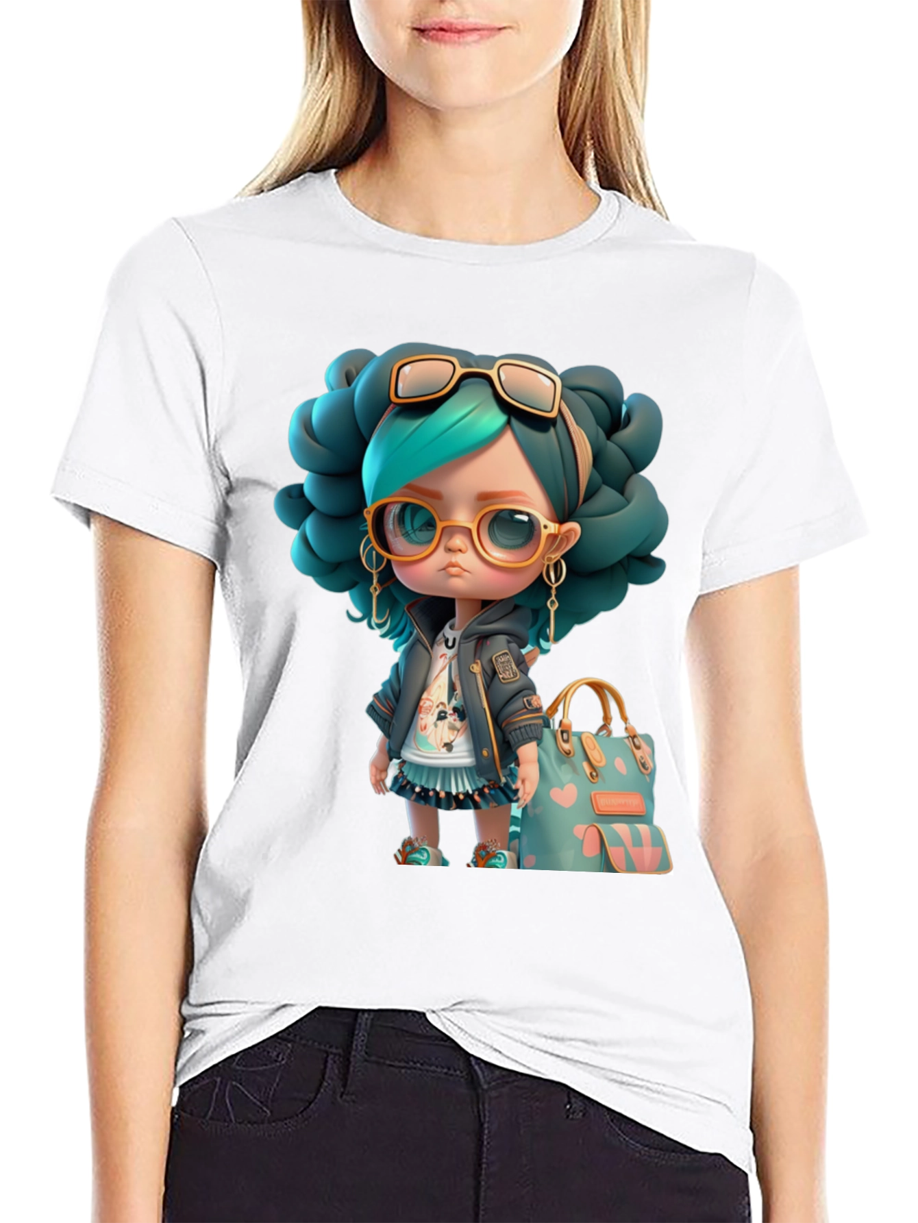 Cartoon Girl Graphic T-Shirt