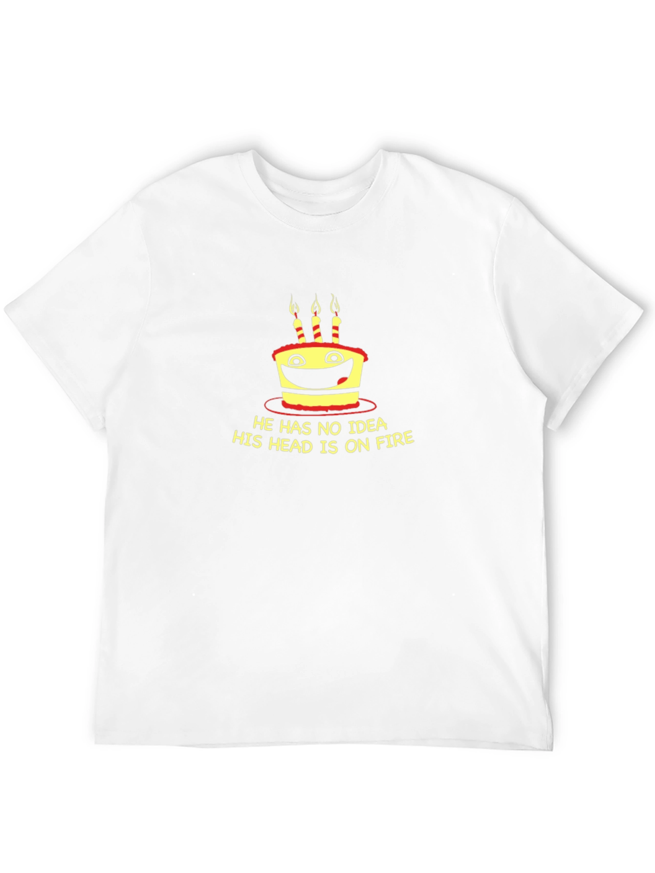 Funny Cake On Fire Graphic Tee - Black T-Shirt