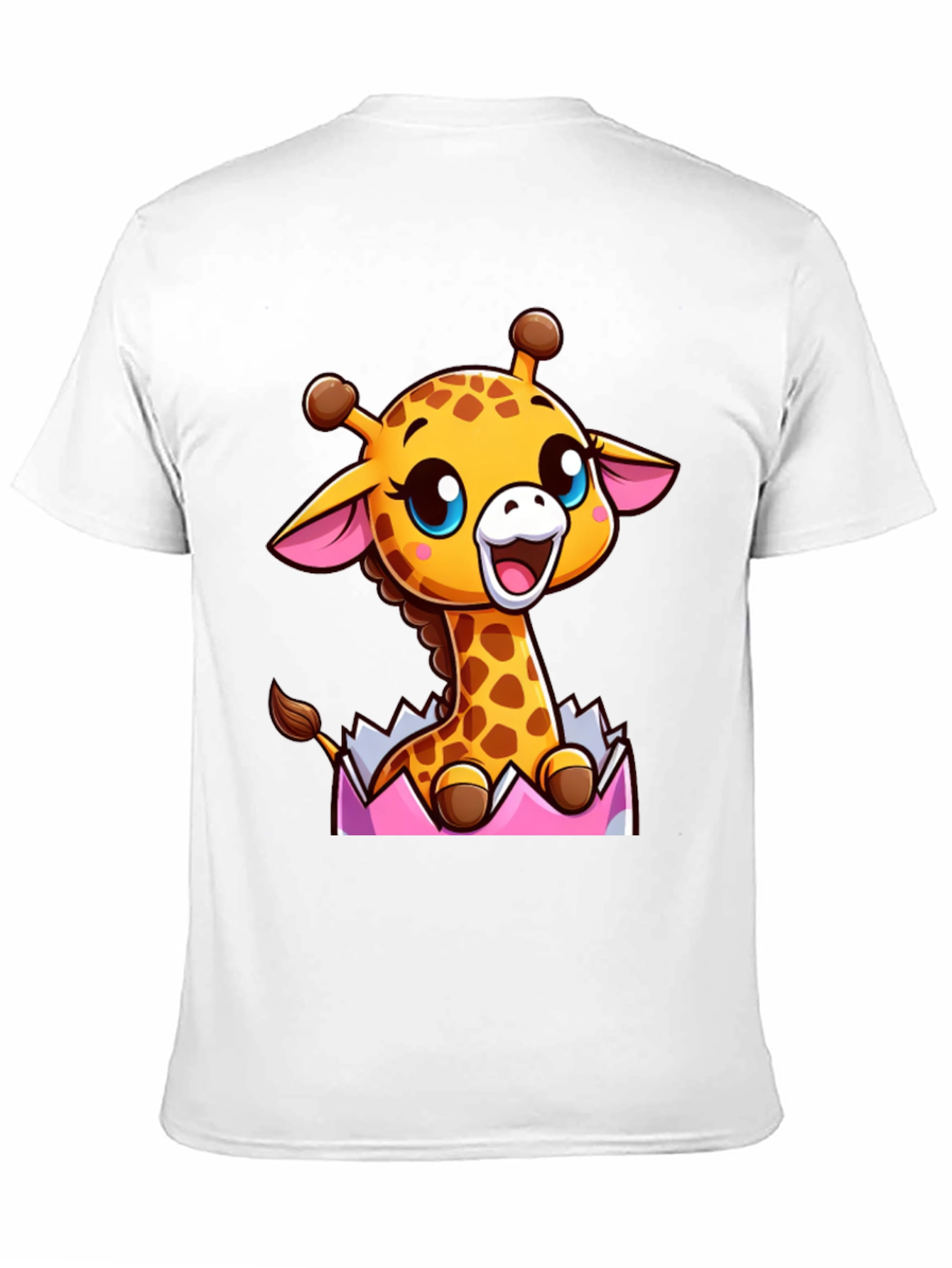 Cute Cartoon Giraffe Black T-Shirt