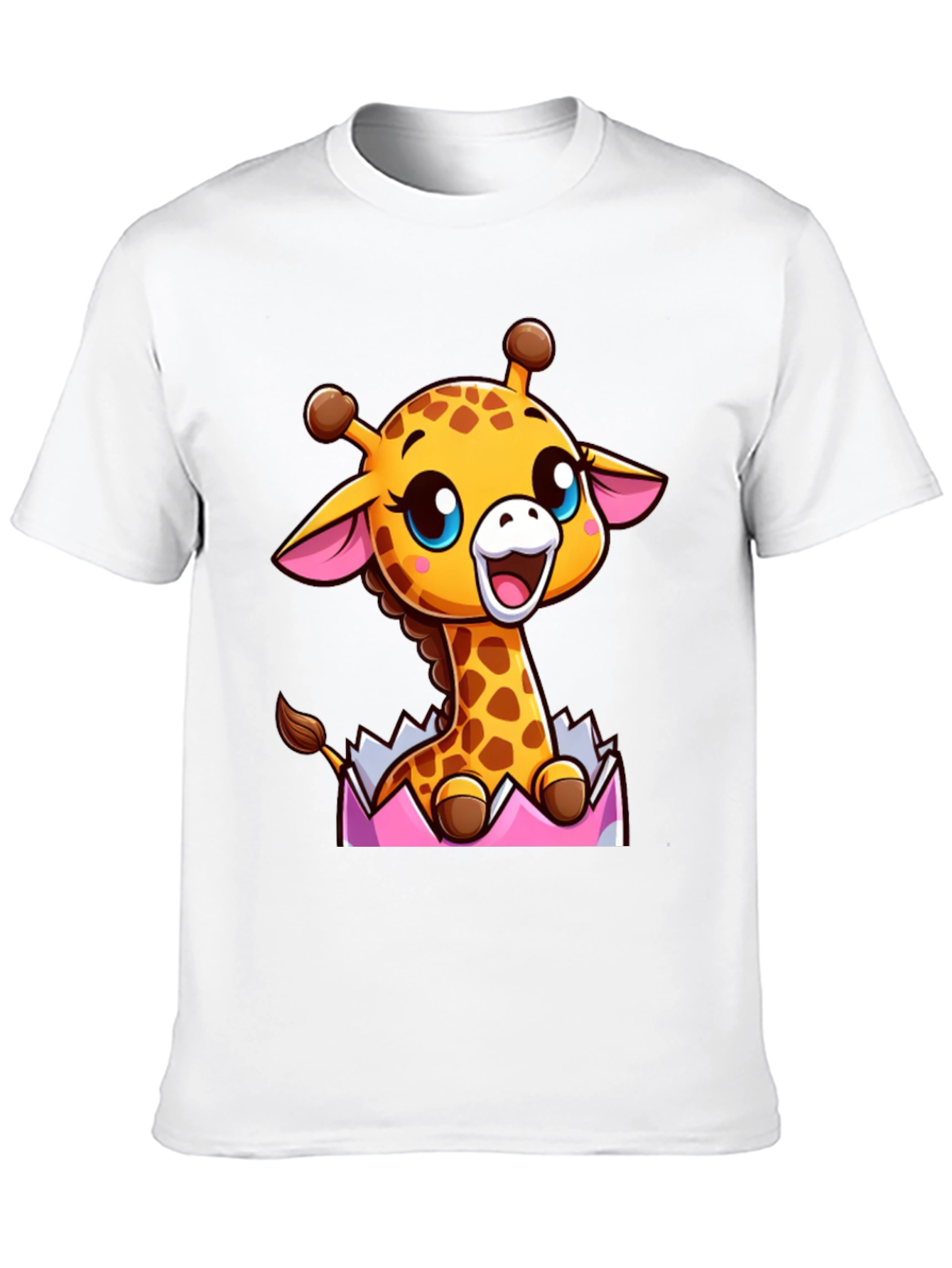 Cute Cartoon Giraffe Black T-Shirt