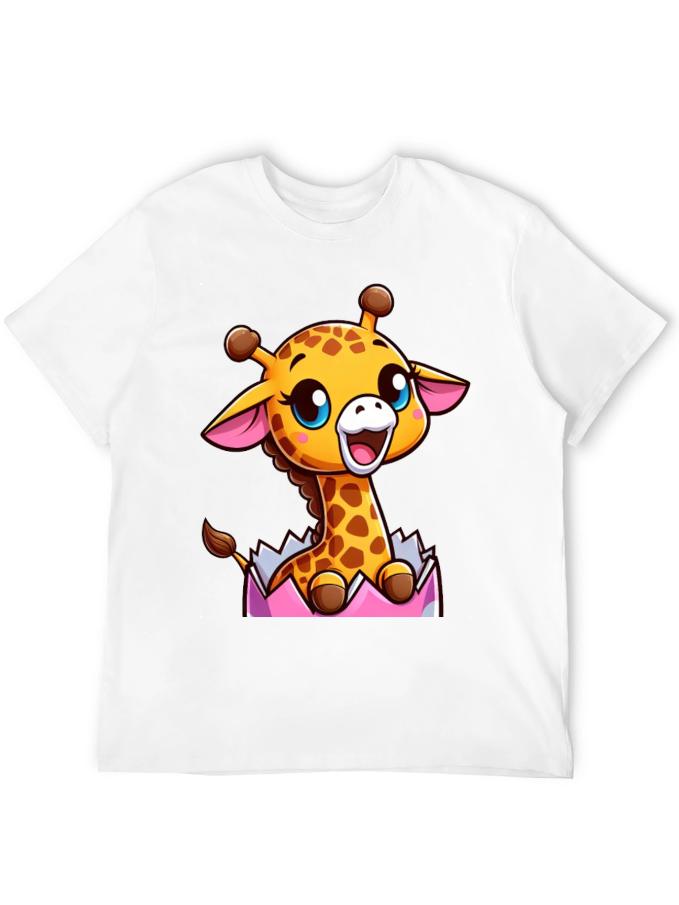 Cute Cartoon Giraffe Black T-Shirt