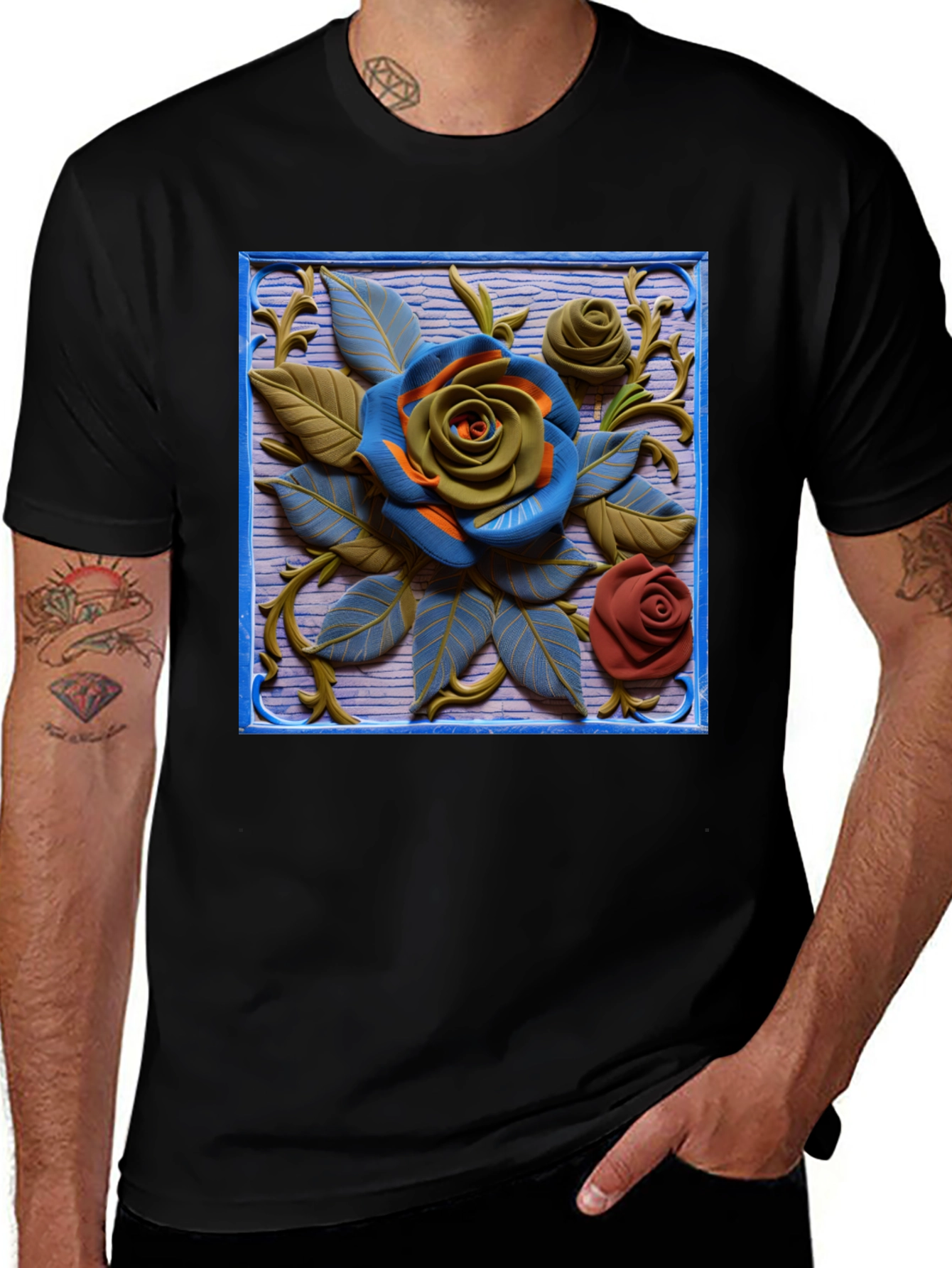 Embossed Rose T-Shirt - Unique Floral Design