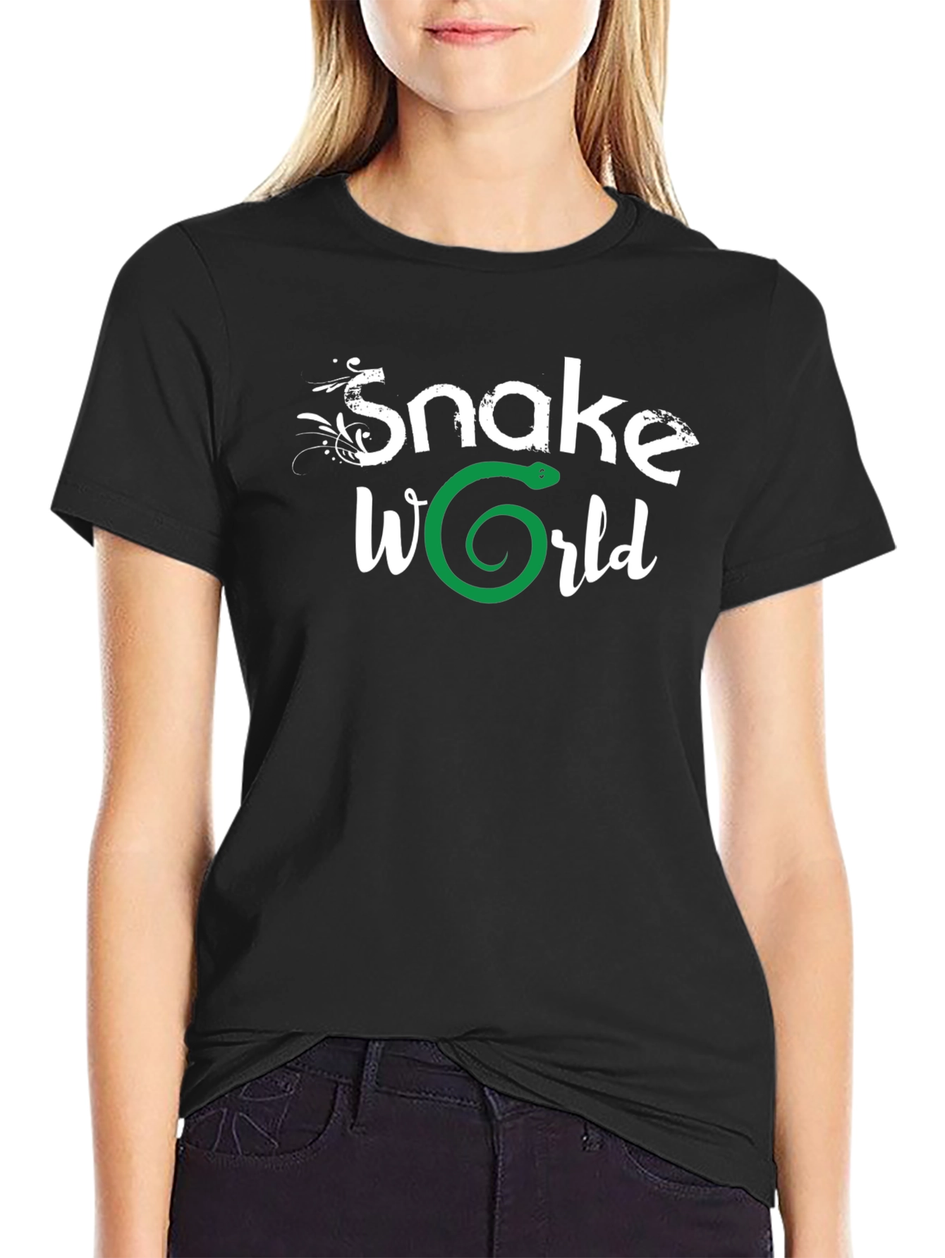 Snake World Graphic T-Shirt - Black